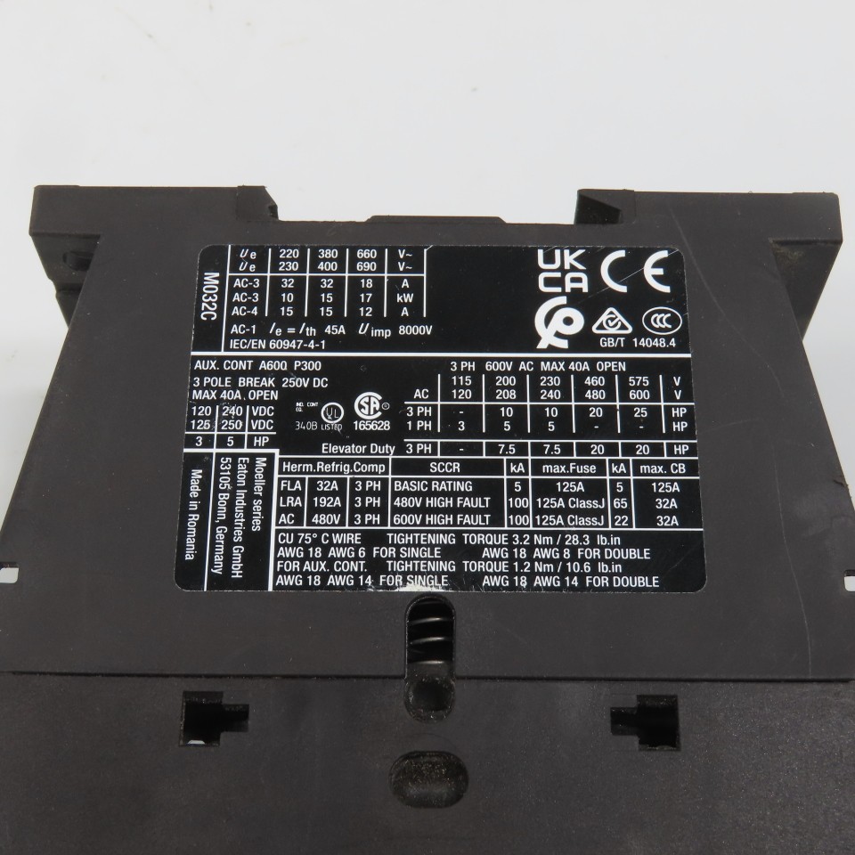 Eaton DILM32-01 XTCE032C01 3PH 25HP Contactor 110V Coil 40A 600V Max