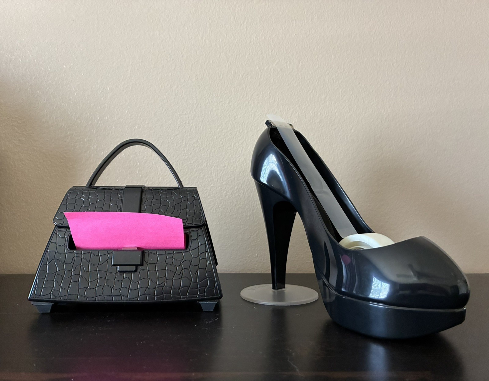 *POST-IT* Note Purse BLACK* + *SCOTCH* Black High Heel Tape Dispenser (BUNDLE)