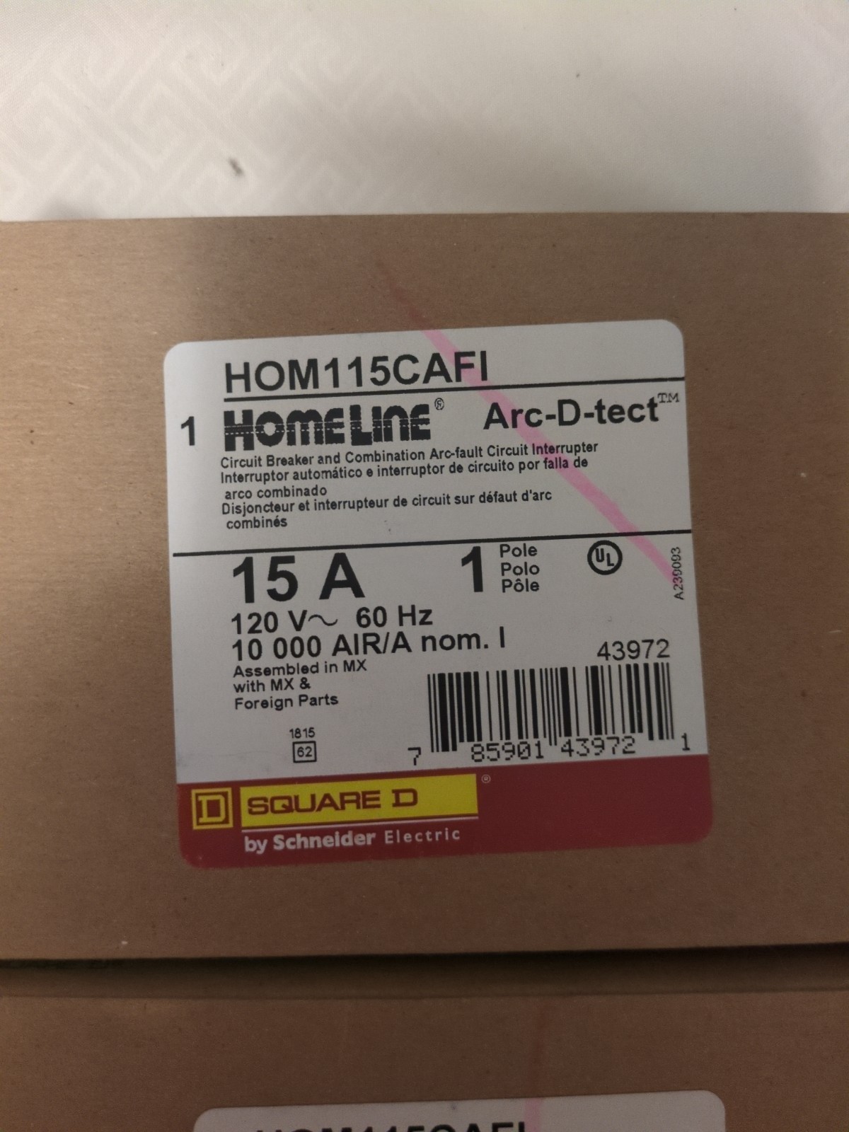 (4) Square D HOM115CAFI 15A 1P AFCI Breaker (1 PCS PER BOX) CIRCUIT BREAKERS