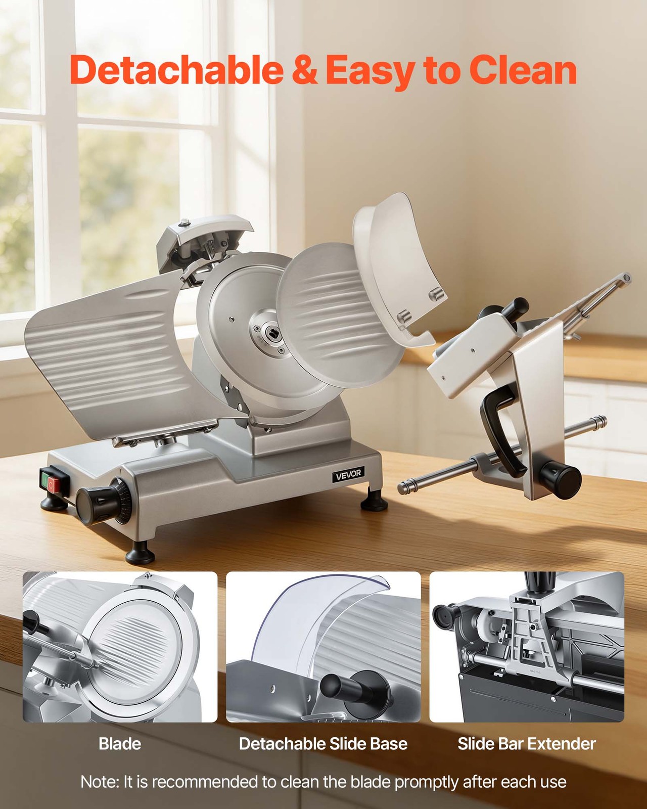 VEVOR Commercial Meat Slicer 240W Electric Deli Food Slicer with 10-inch Blade