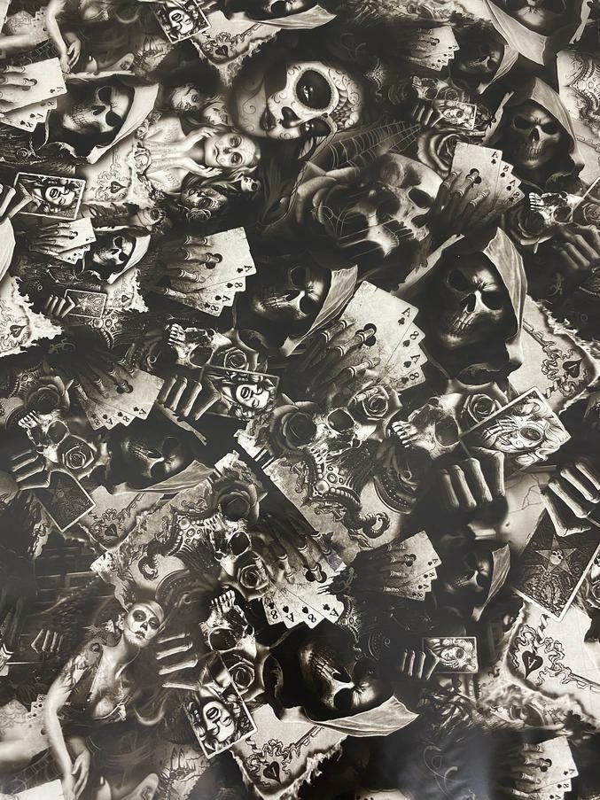 Hydrographic film Hustler’s Hands hydro dipping 7′ x 20″ hydro dip dipping Skull