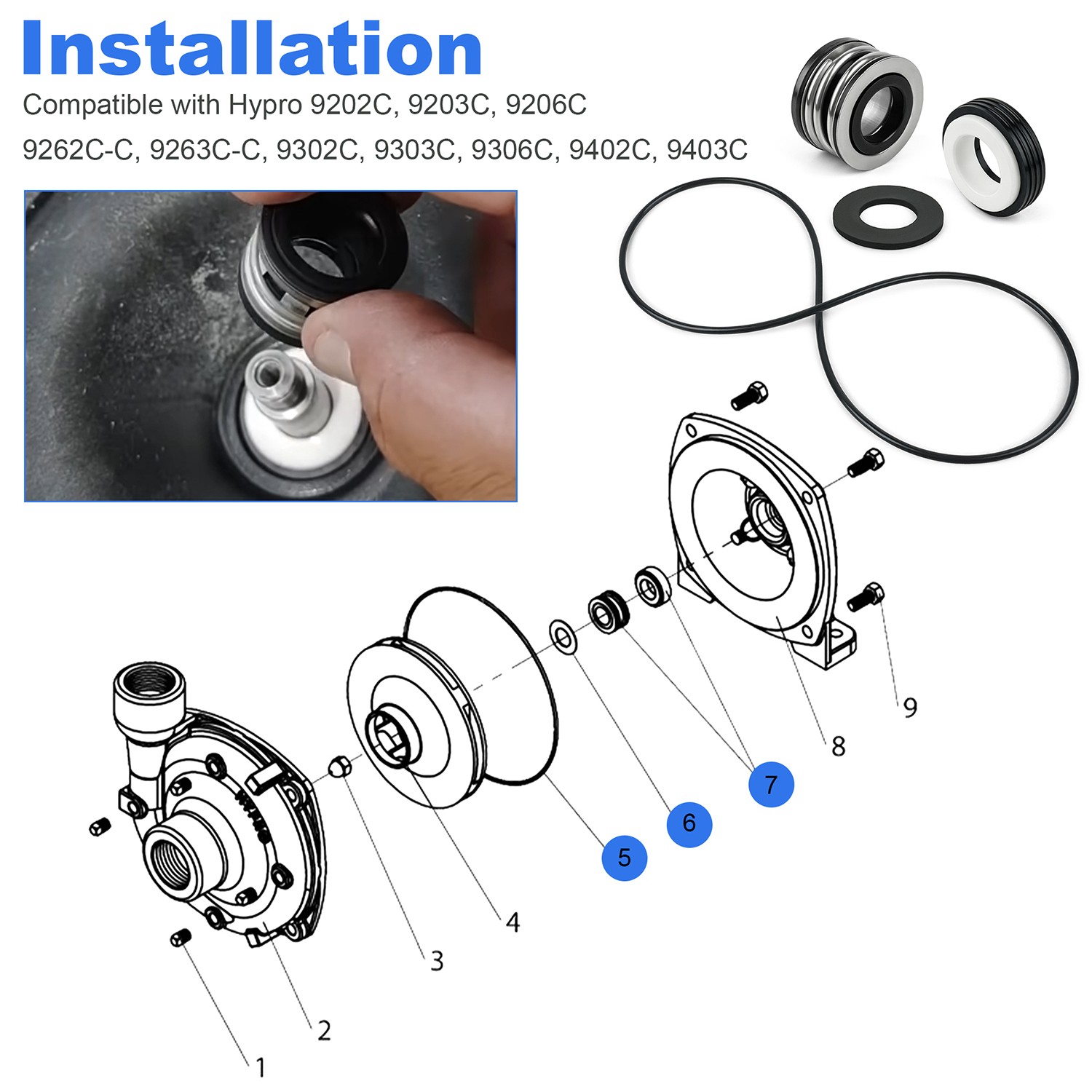 3430-0332 For Hypro Pump Repair Kit 9203C 9303C 9306C