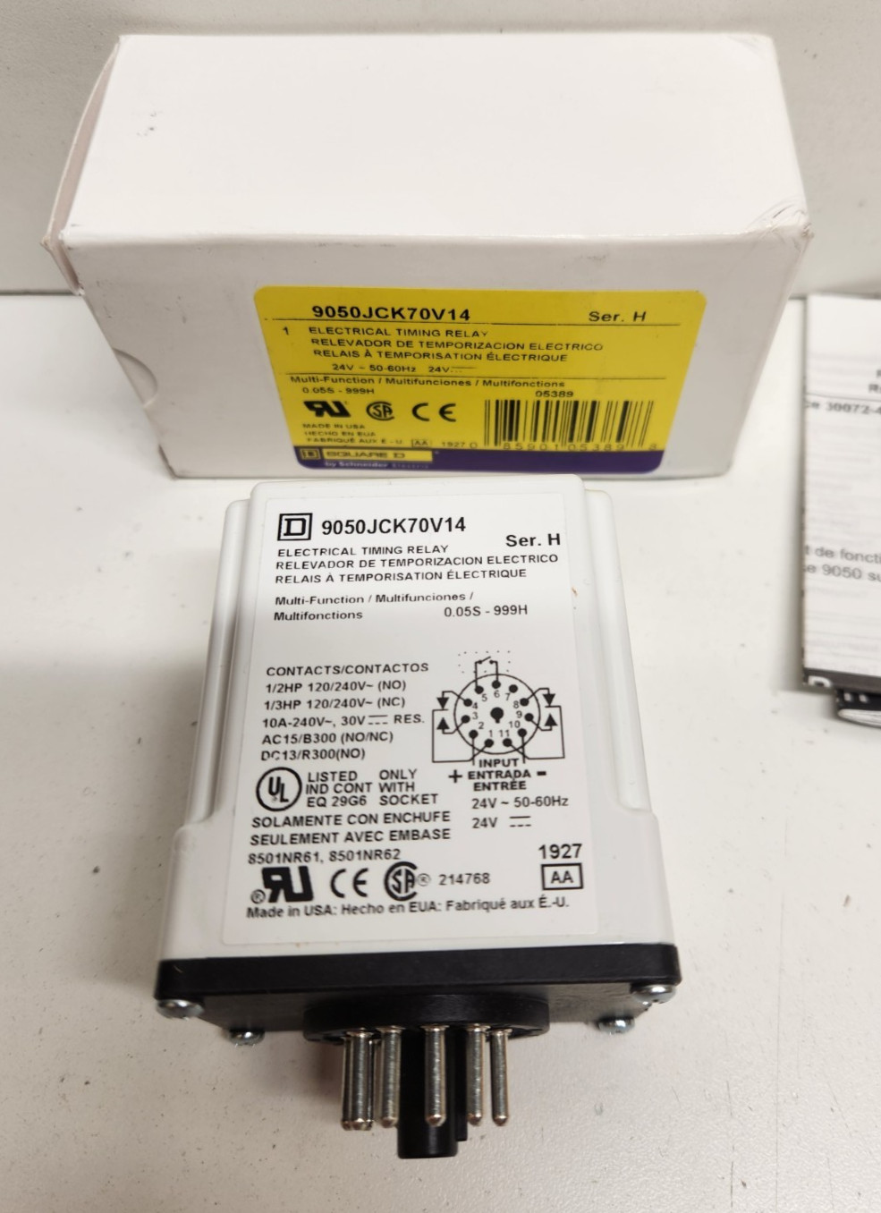 NEW IN BOX! SQUARE D 24V 0.05S-999H TIMING RELAY 9050JCK70V14