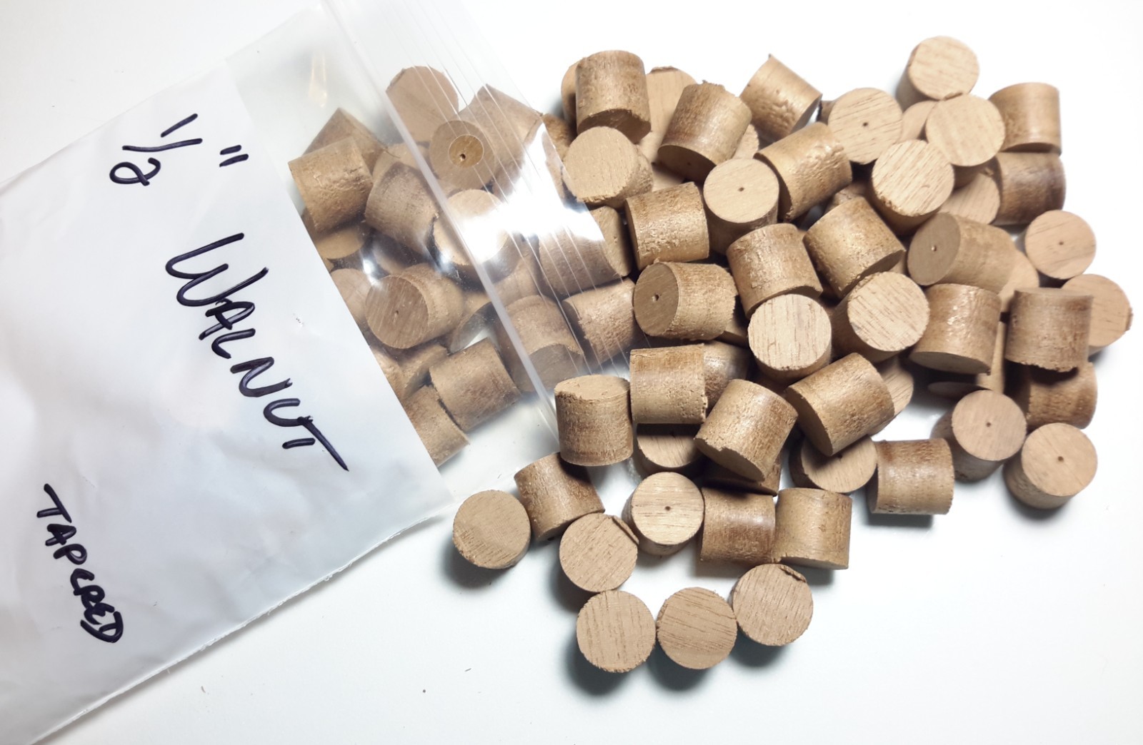 Walnut Tapered Wood Plugs, 1/4, 3/8, 1/2, 3/4″ diameters