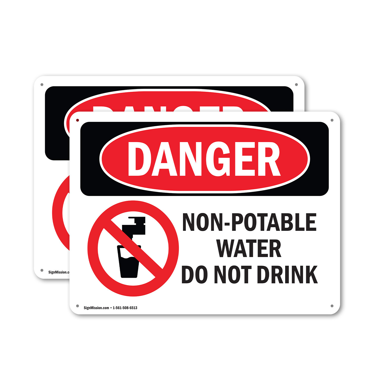 (2 Pack) Non-Potable Water Do Not Drink OSHA Danger Sign Decal Metal Plastic