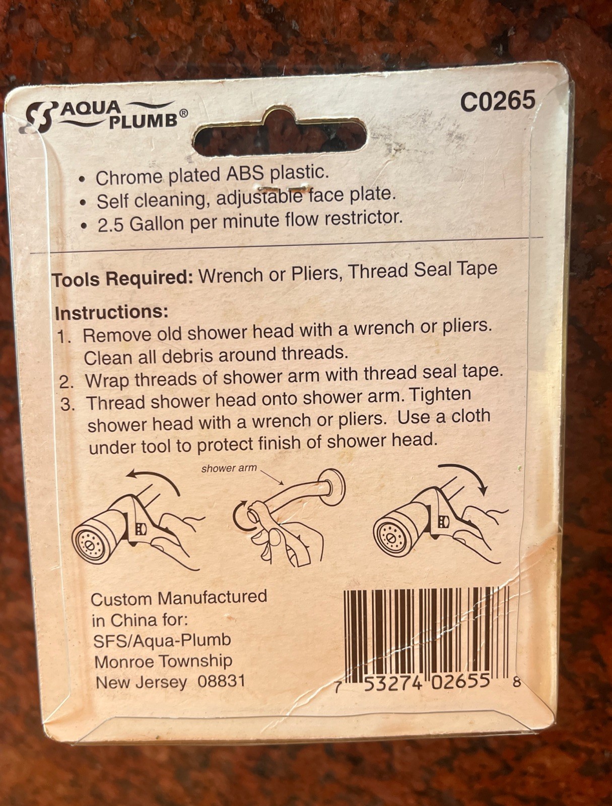 Aqua Plumb C0265 Chrome Plated Vari-Flow Shower Head. New. Ships Free