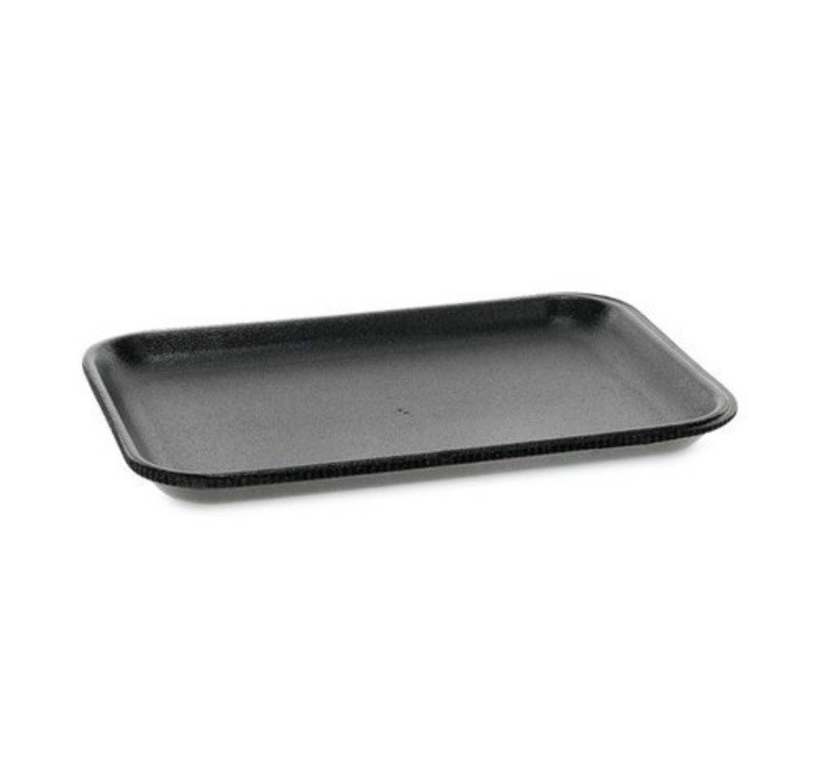 500 Count Case Black Foam Meat Food Tray Size 2S 8.2”x5.7”x0.65”