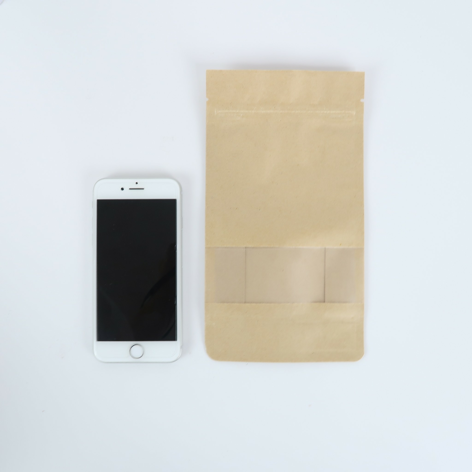 Brown Kraft Stand Up Zip Seal Bags w/Clear Window Side Gusset Multiple QTY Sizes