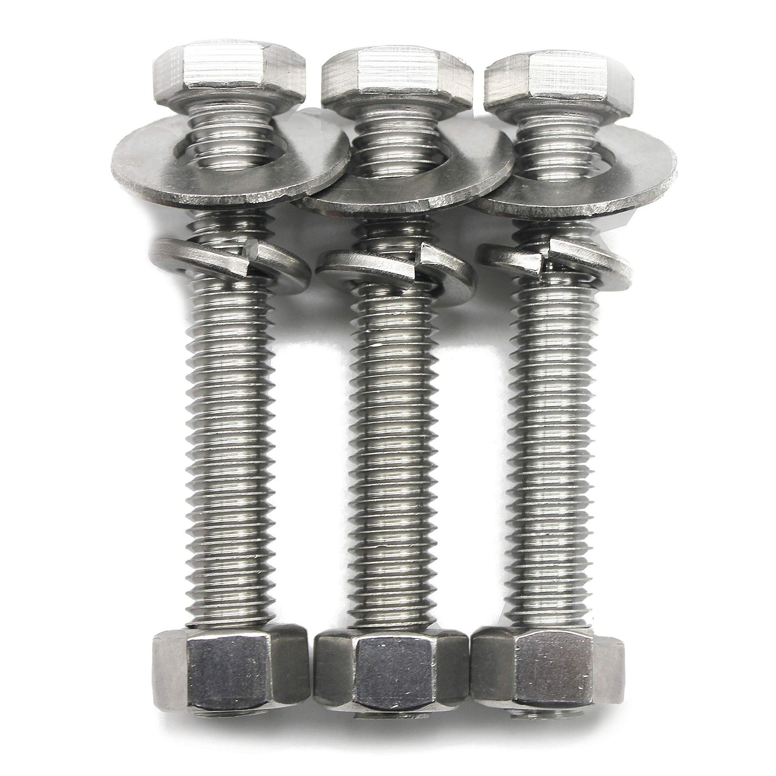 (10 Sets) 1/4-20×2 Stainless Steel Hex Head Screws Bolts, Nuts, Flat & Lock W…