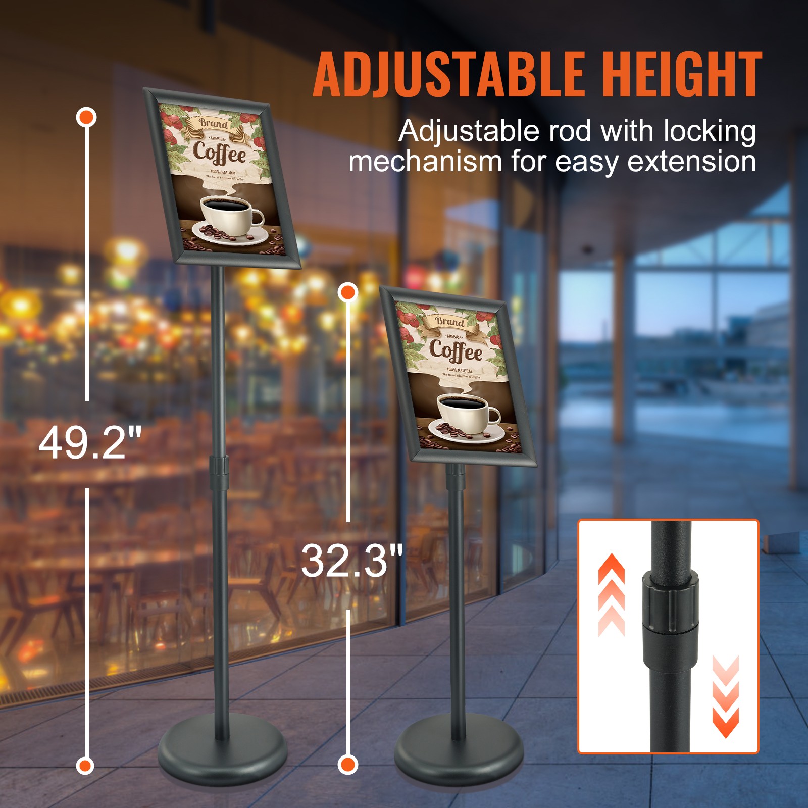 Uimoso Adjustable Pedestal Poster Stand with 8.5 x 11 In Display and Round Base