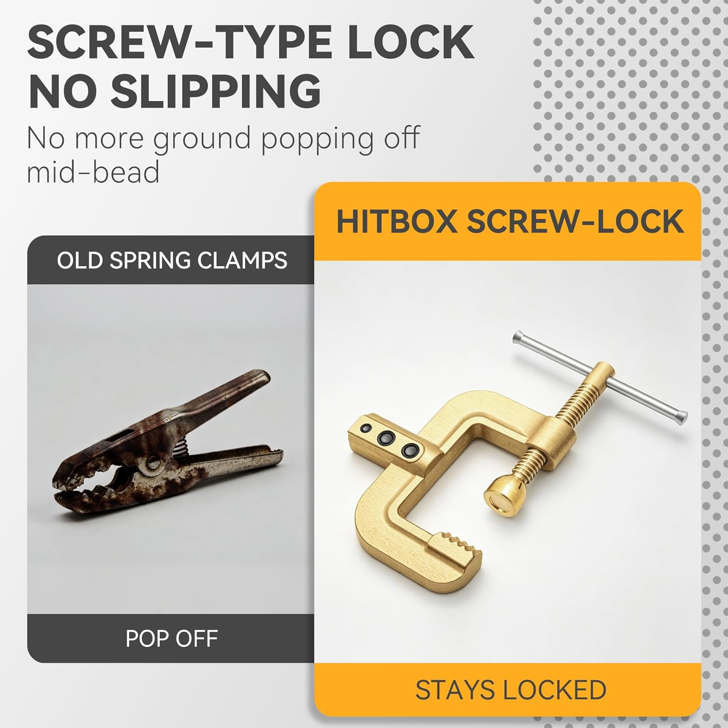Welding Ground Clamp, Solid Brass Heavy Duty Screw-Lock C-Style Earth Clamp, 400