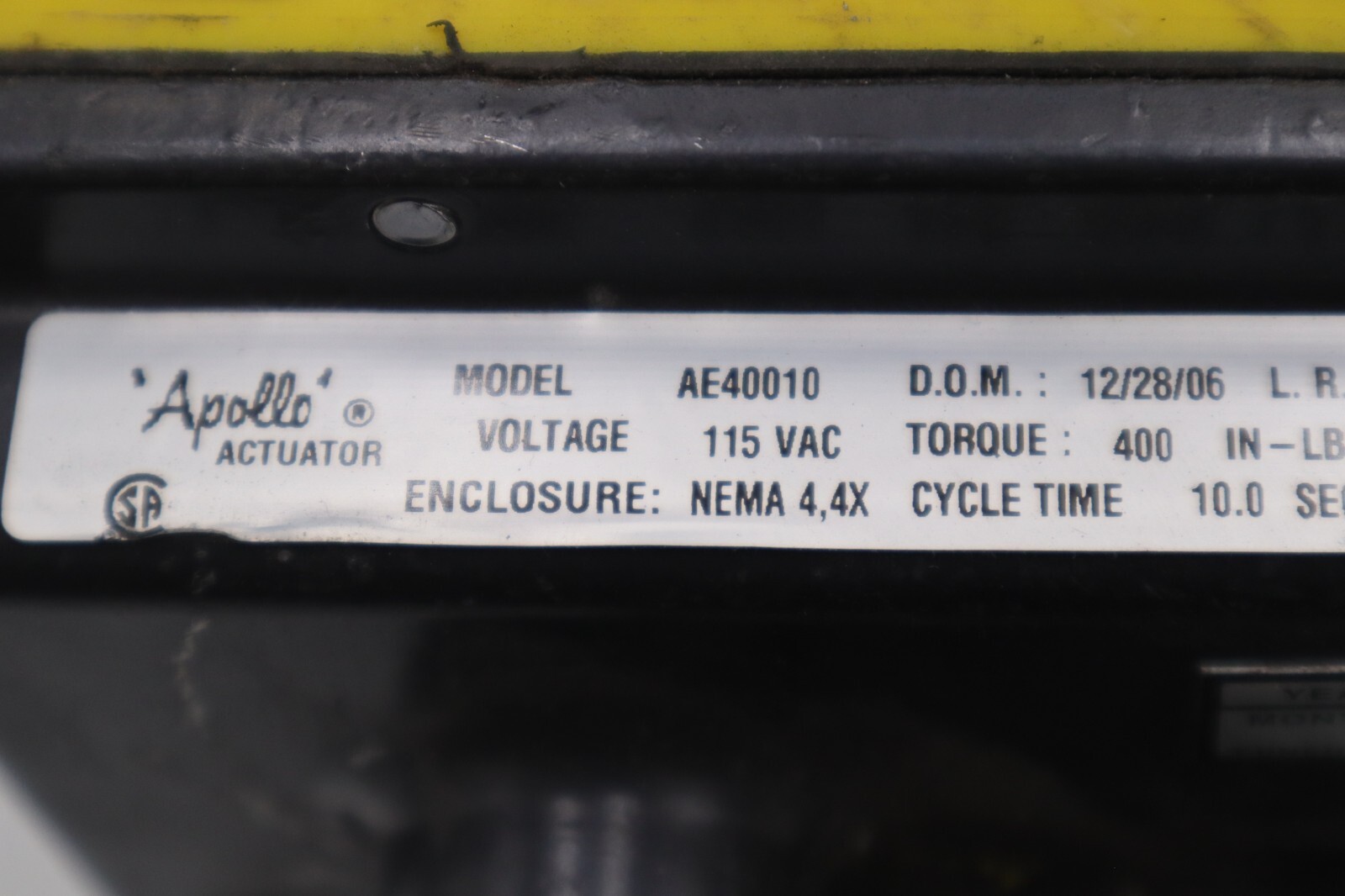 APOLLO AE40010 ACTUATOR 115VAC NEMA 4 TORQUE 400 IN-LBS STOCK 3452-A