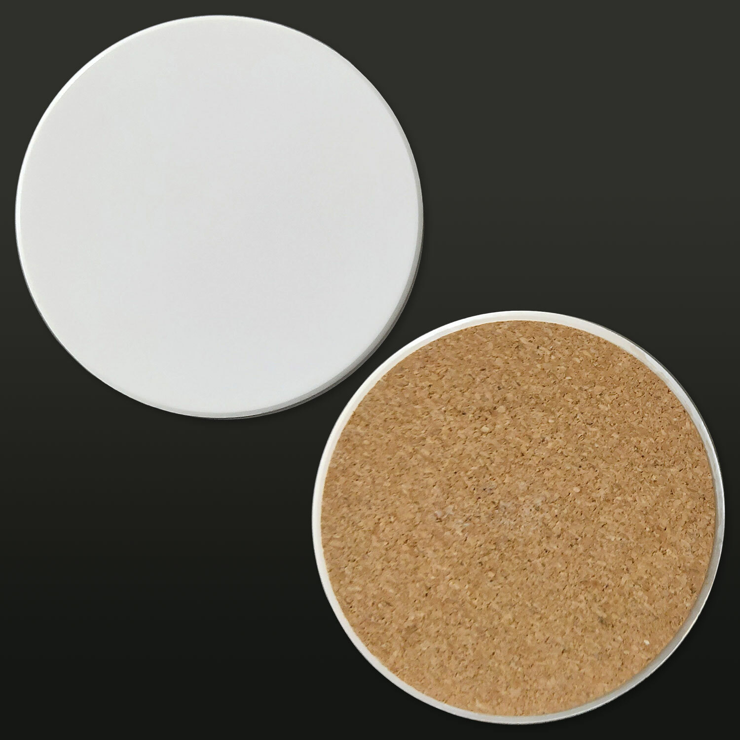 144 Pack Sublimation 4.25″ Round Matte Ceramic Coasters with Non-Slip Cork