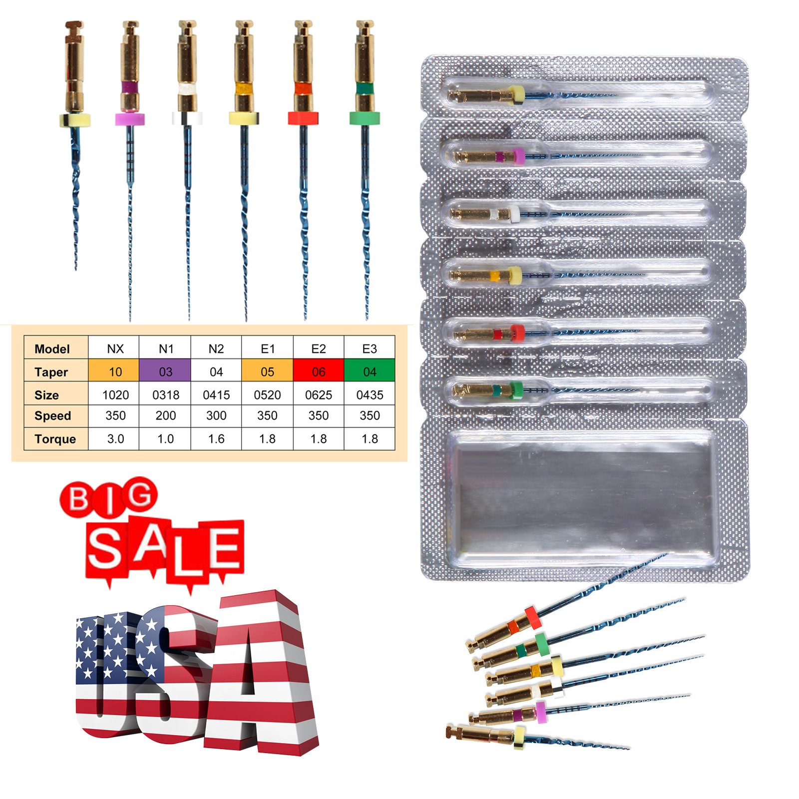 Dental Endodontic Rotary Taper Endo 6Pc Engine NITI Files 21/25/31MM