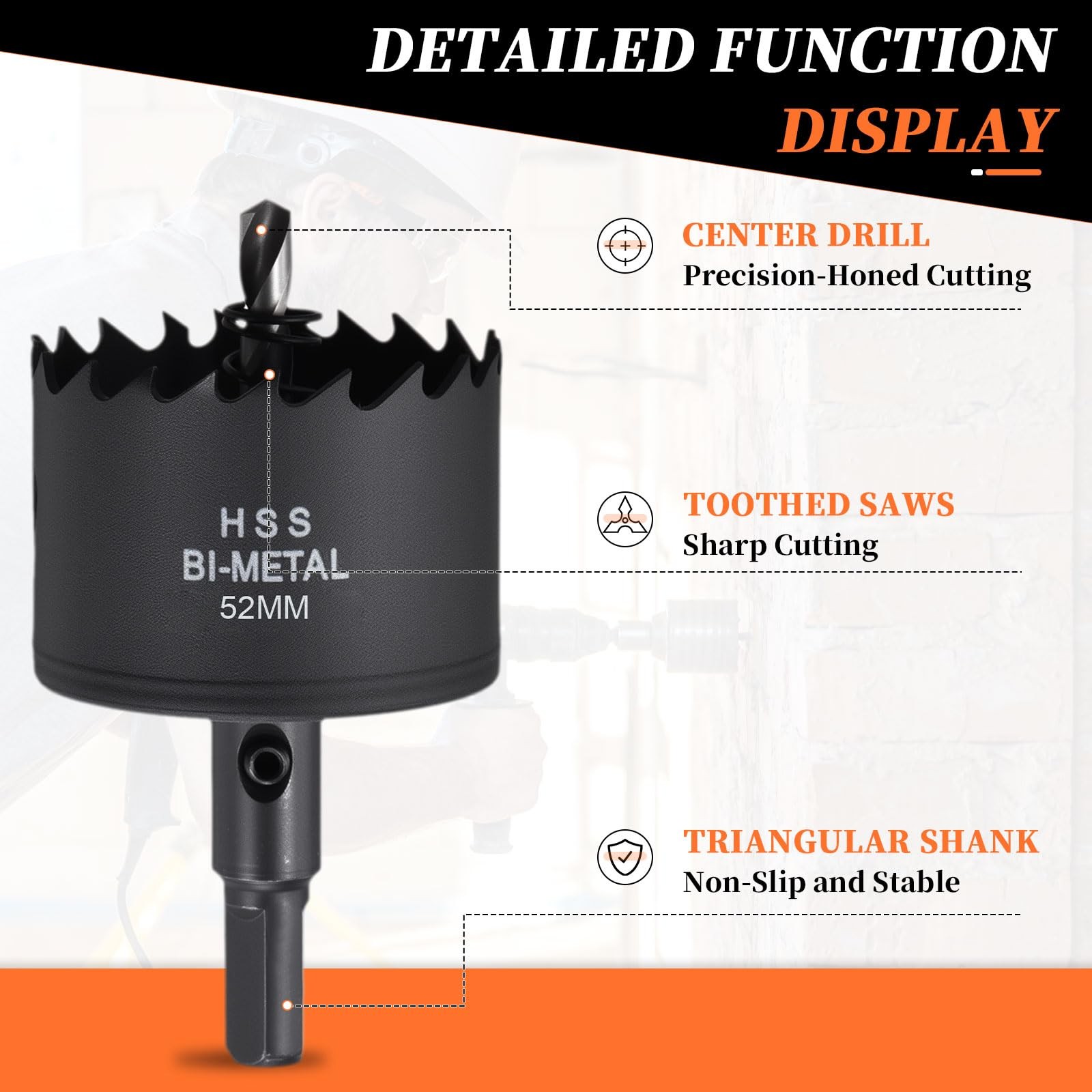 METALLIXITY Bi-Metal Hole Saw 2-1/16″, M42 HSS Circular 52mm（2-3/64″）, Black