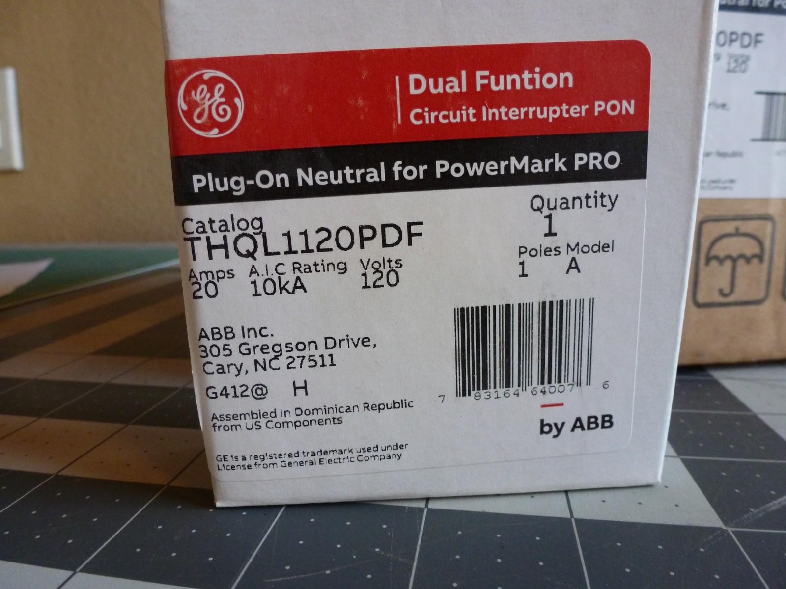 1 – GE THQL1120PDF Dual Function Circuit Breaker – 1Pole – 20A – 120 -10kA – NEW
