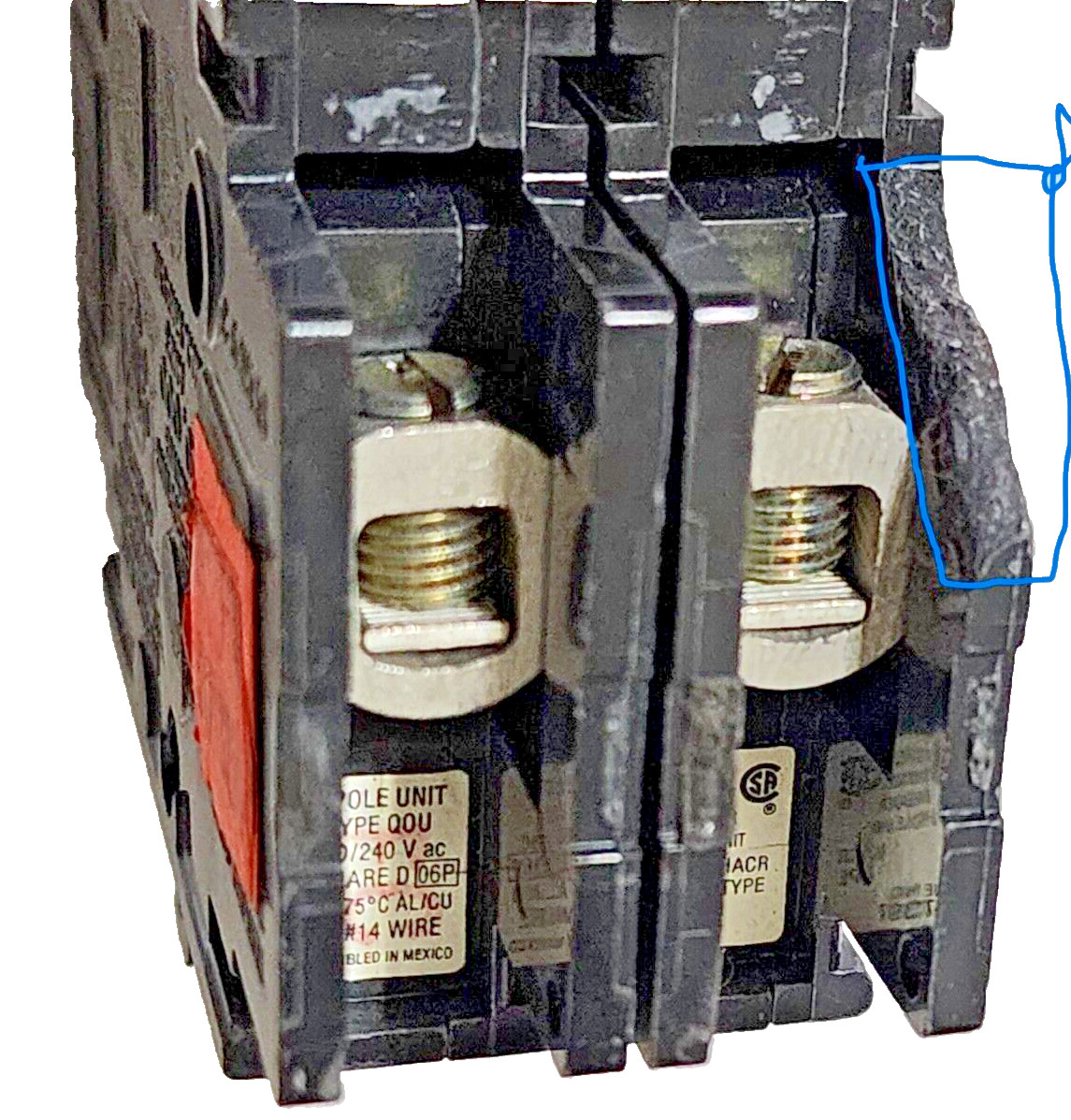 Square D QOU240 Common Trip Circuit Breaker 40 Amp 2 Pole 120/240Vac