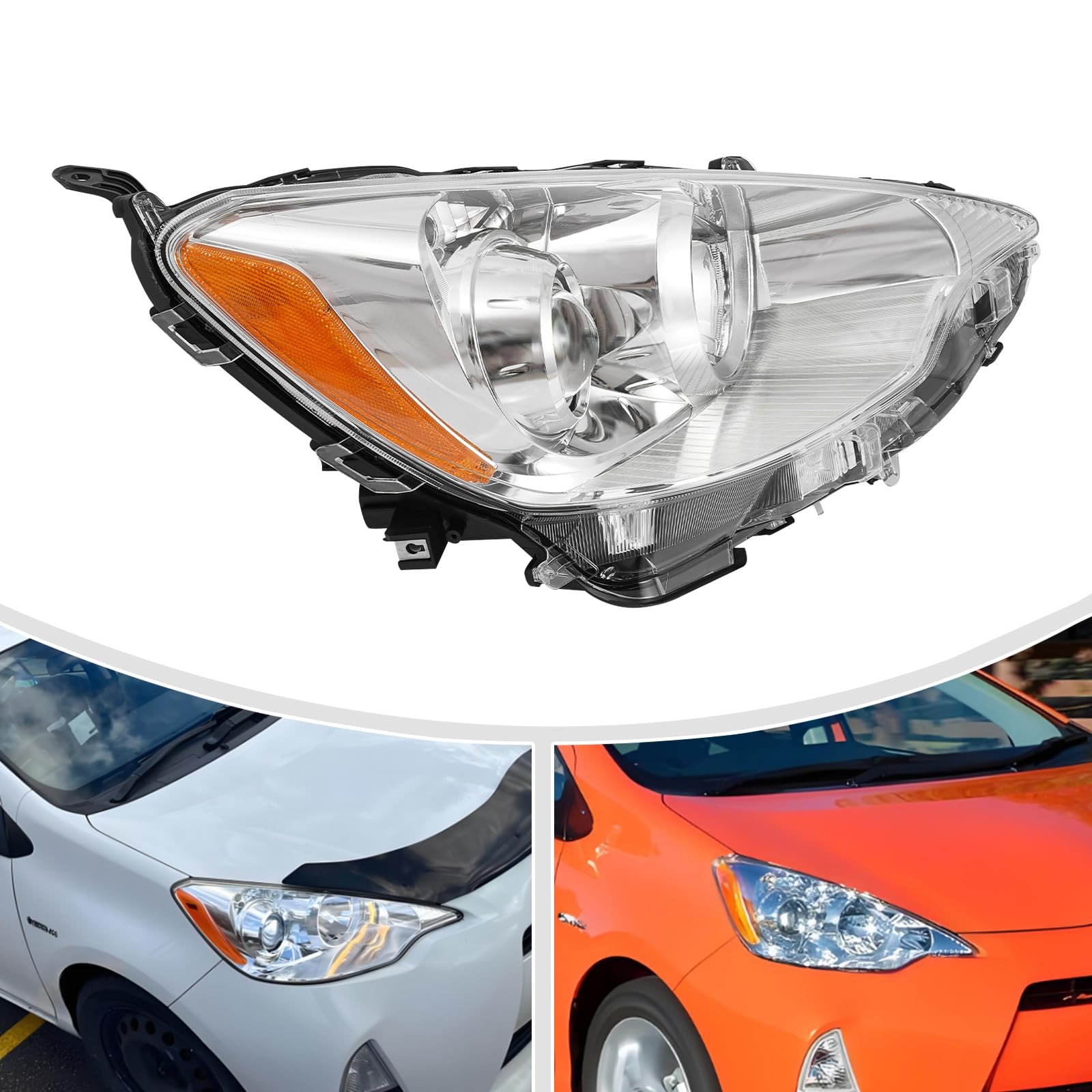 Halogen Headlamp Assembly For 2012-2014 Toyota Prius C Pair 3Pin Left Right