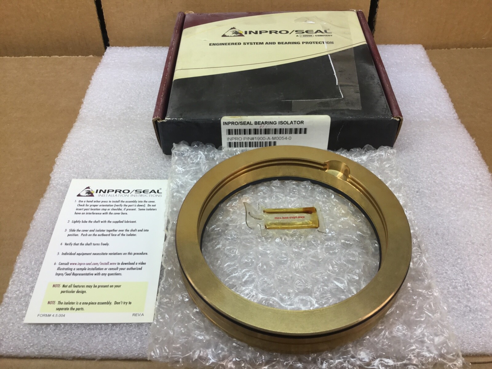 INPRO 1900-A-M0054-0 BEARING ISOLATOR 5.250″ BORE 4.250″ SHAFT NEW IN BOX