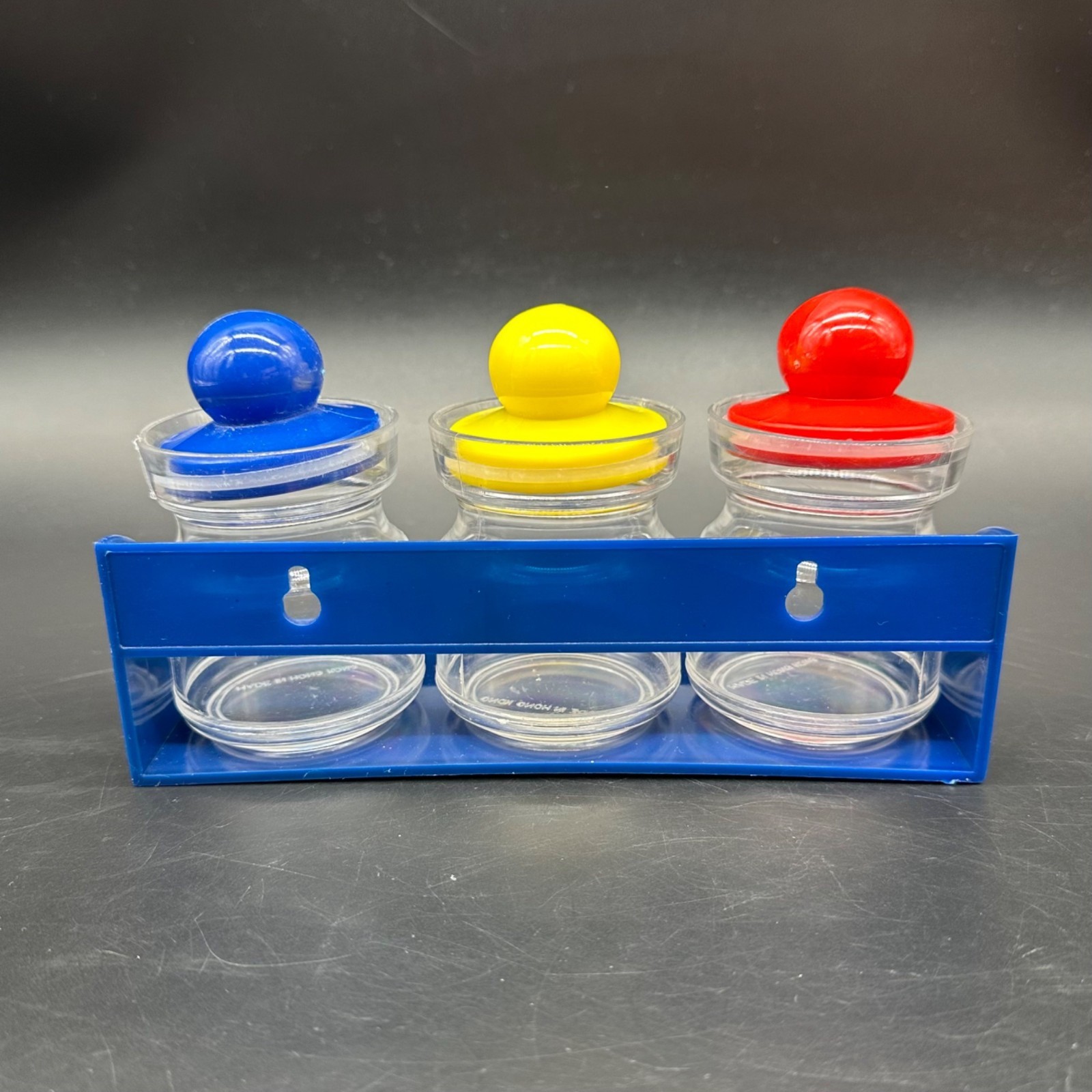 Vintage Desk Organizer 1980s Spice Jar Set Rack Hong Kong Plastic Hanging