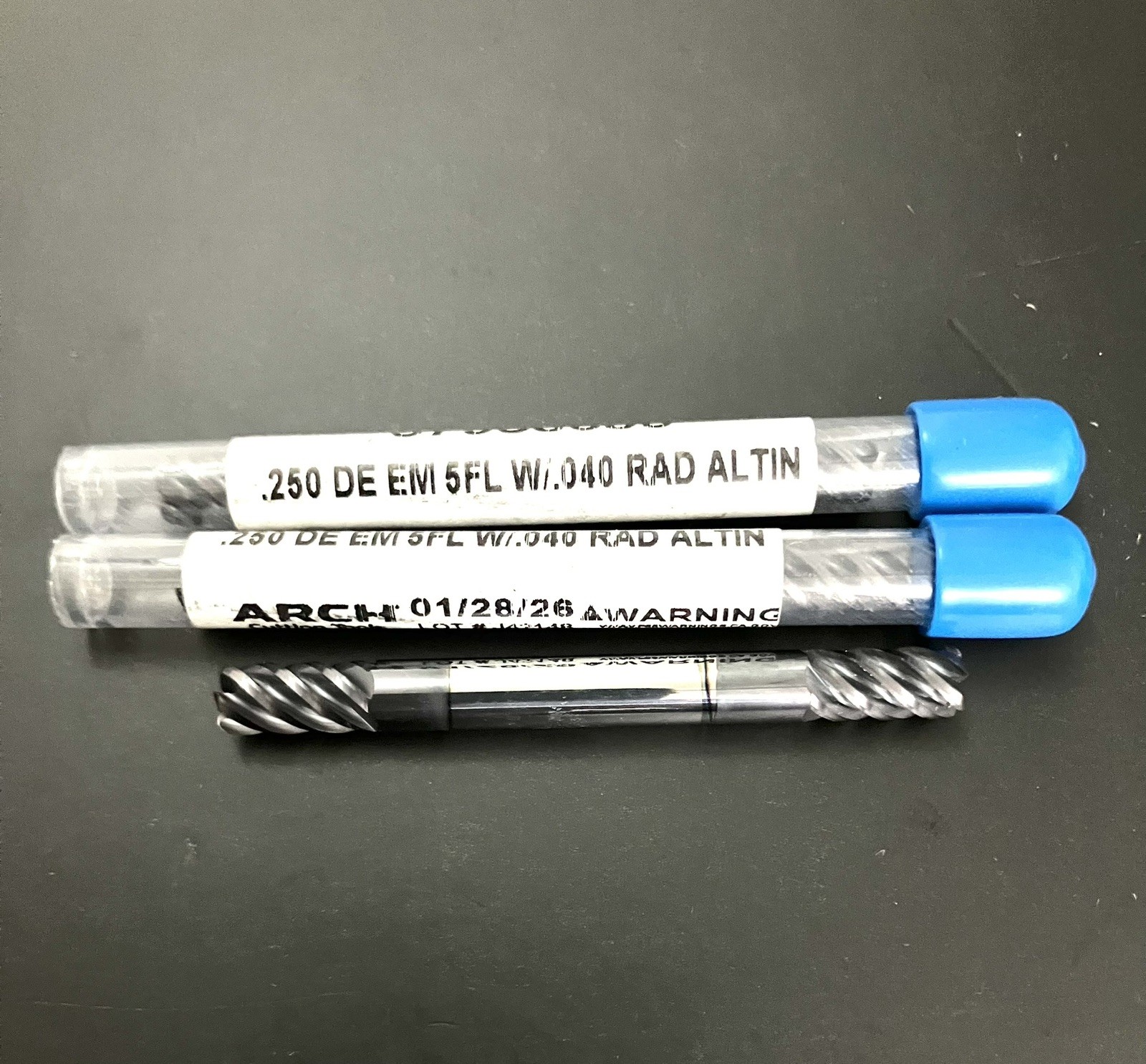 ARCH 1/4″ 5FL Corner Radius End Mill 0.04R Double End Solid Carbide AlTiN