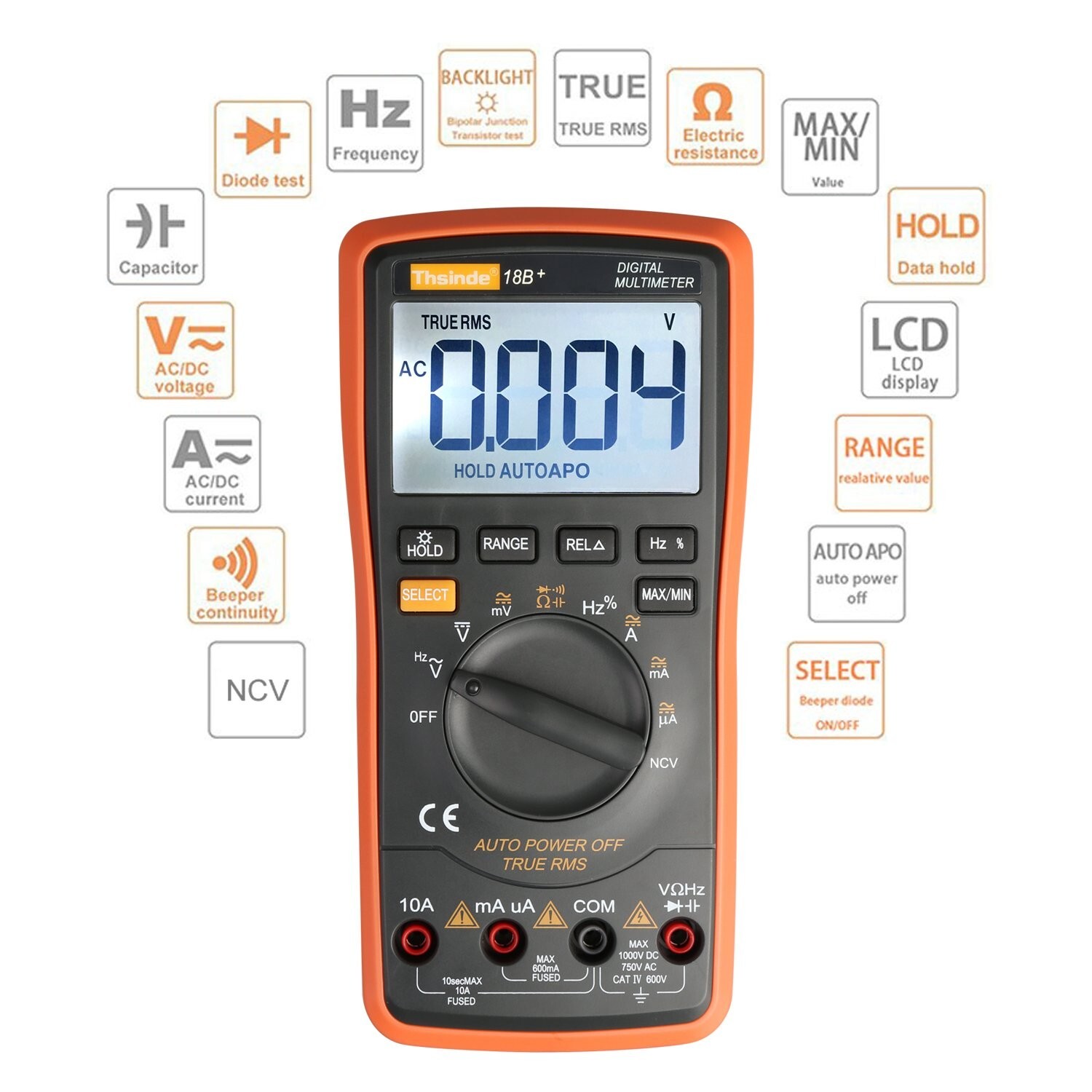 Auto Ranging Digital Multimeter – TRMS 6000 with Voltage Alert & Test Leads