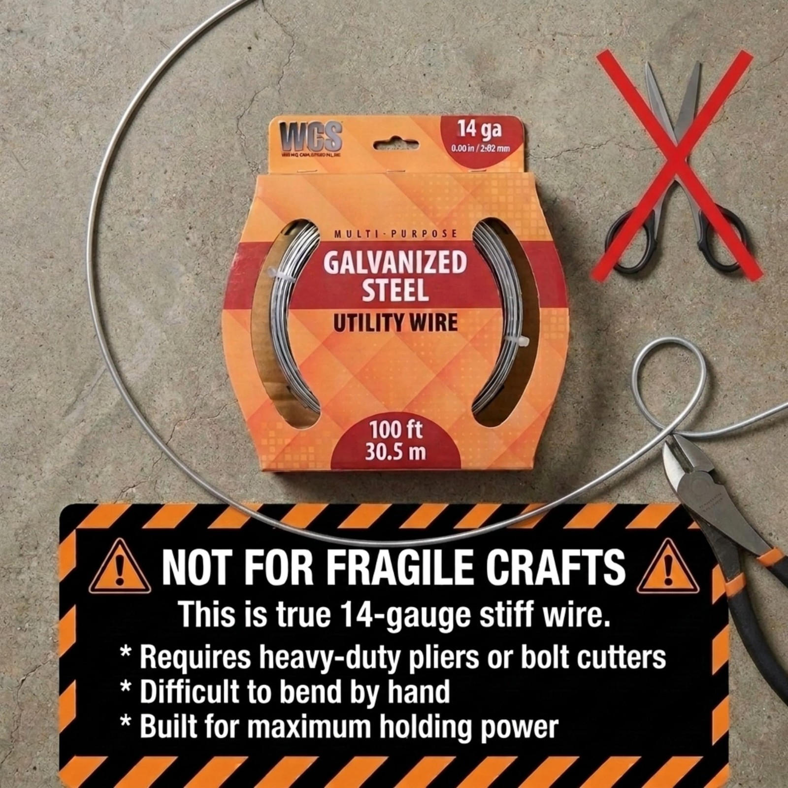Galvanized Steel Utility Wire 14 Gauge SWG .080 Inch 2.032mm 100 Ft 30.5m Coil