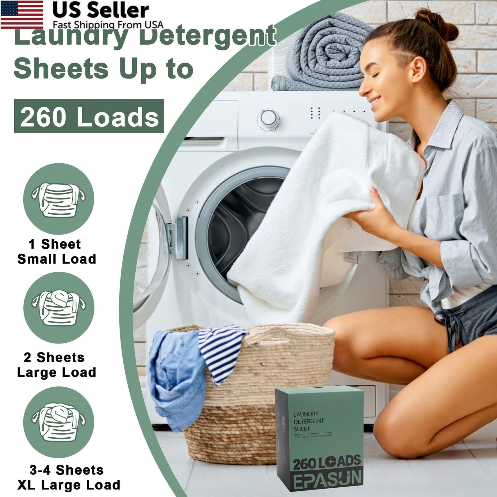 Laundry Detergent Sheets 260 Loads, Fresh Scent, 1 Count (Pack of 260)