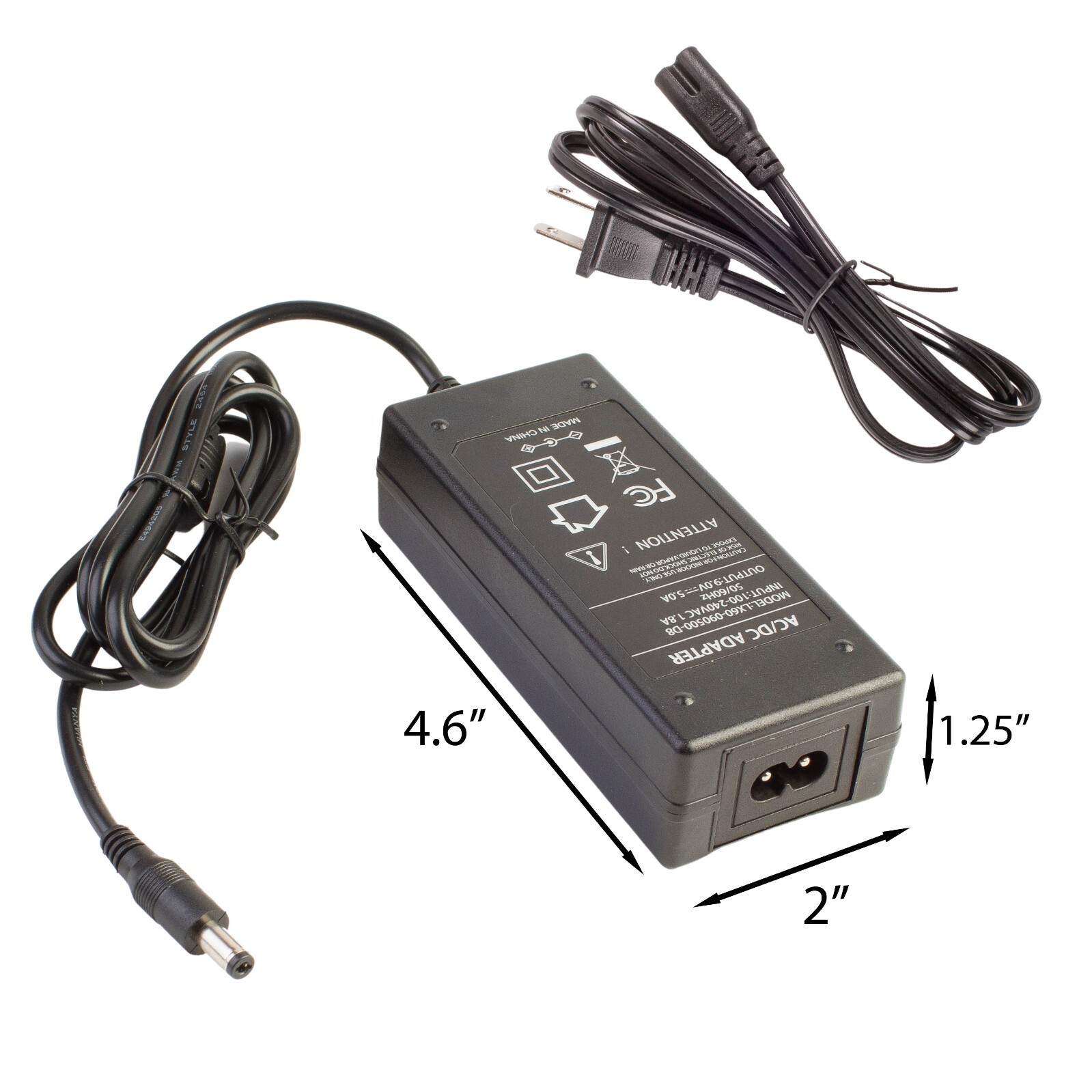 9v 5A Power Supply Adapter 45w AC 100 to DC 9v 5.5 x 2.1mm plug