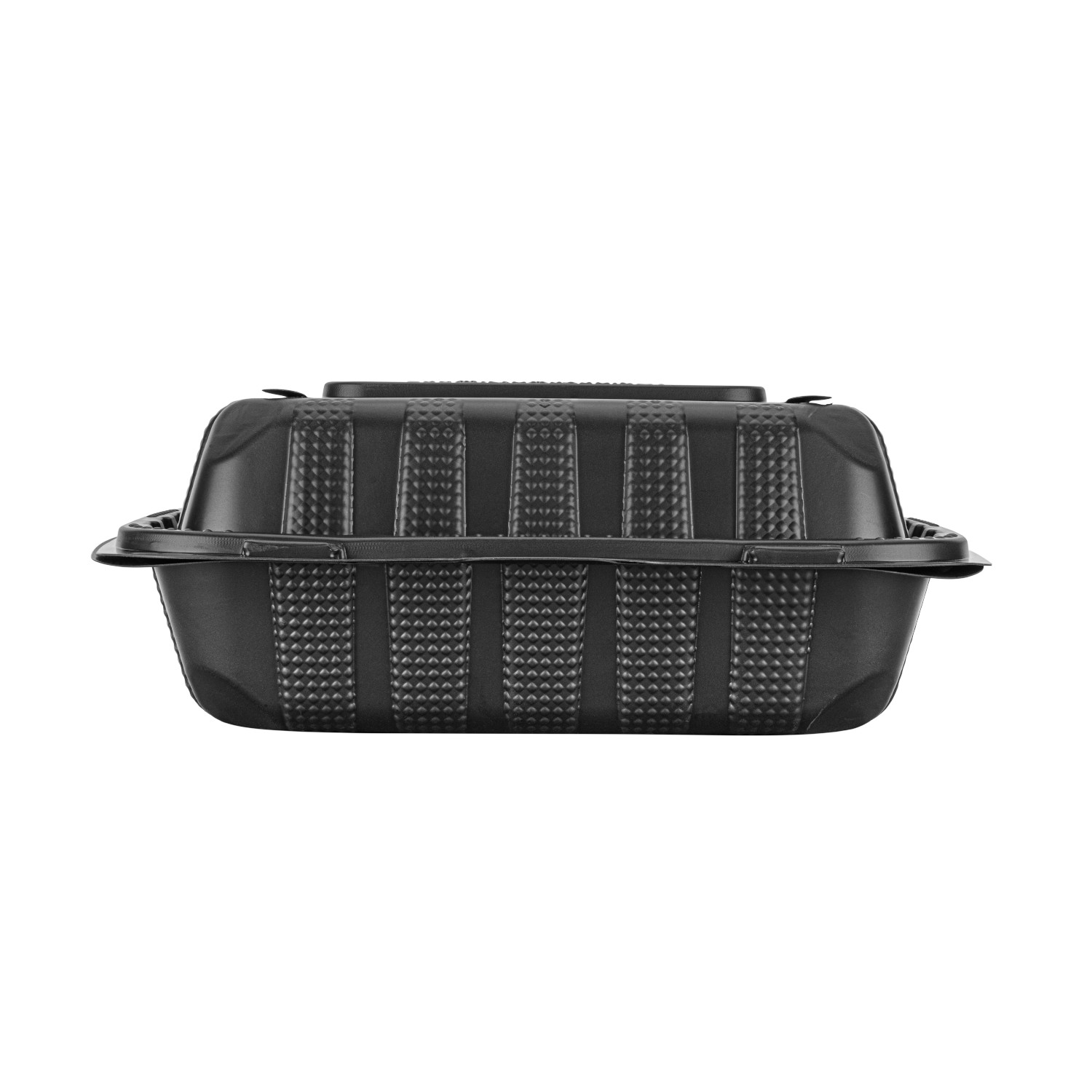Karat Earth 8″ x 8″ Mineral Filled PP Hinged Container, 1 compartment – Black