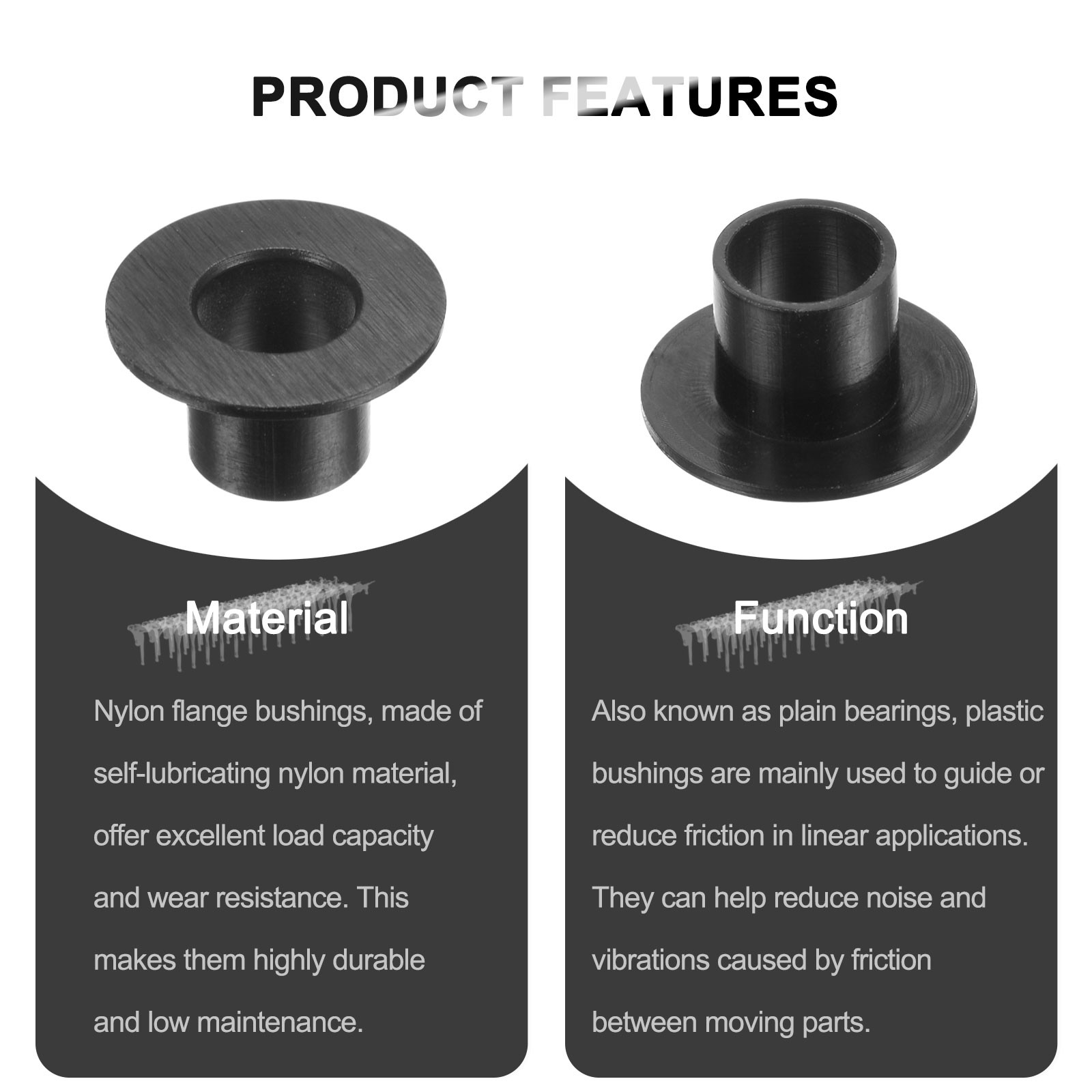 12pcs Flanged Sleeve Bearings ID 9mm x OD 11mm x Length 11.1mm Black