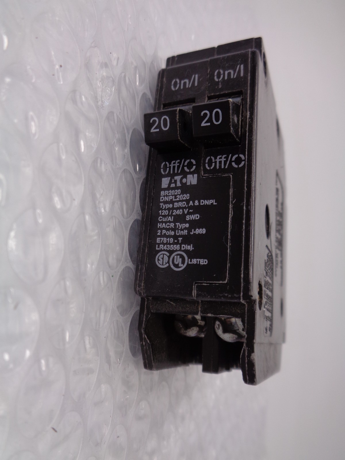 EATON BR2020 BREAKER 2POLES 20AMPS UNMP