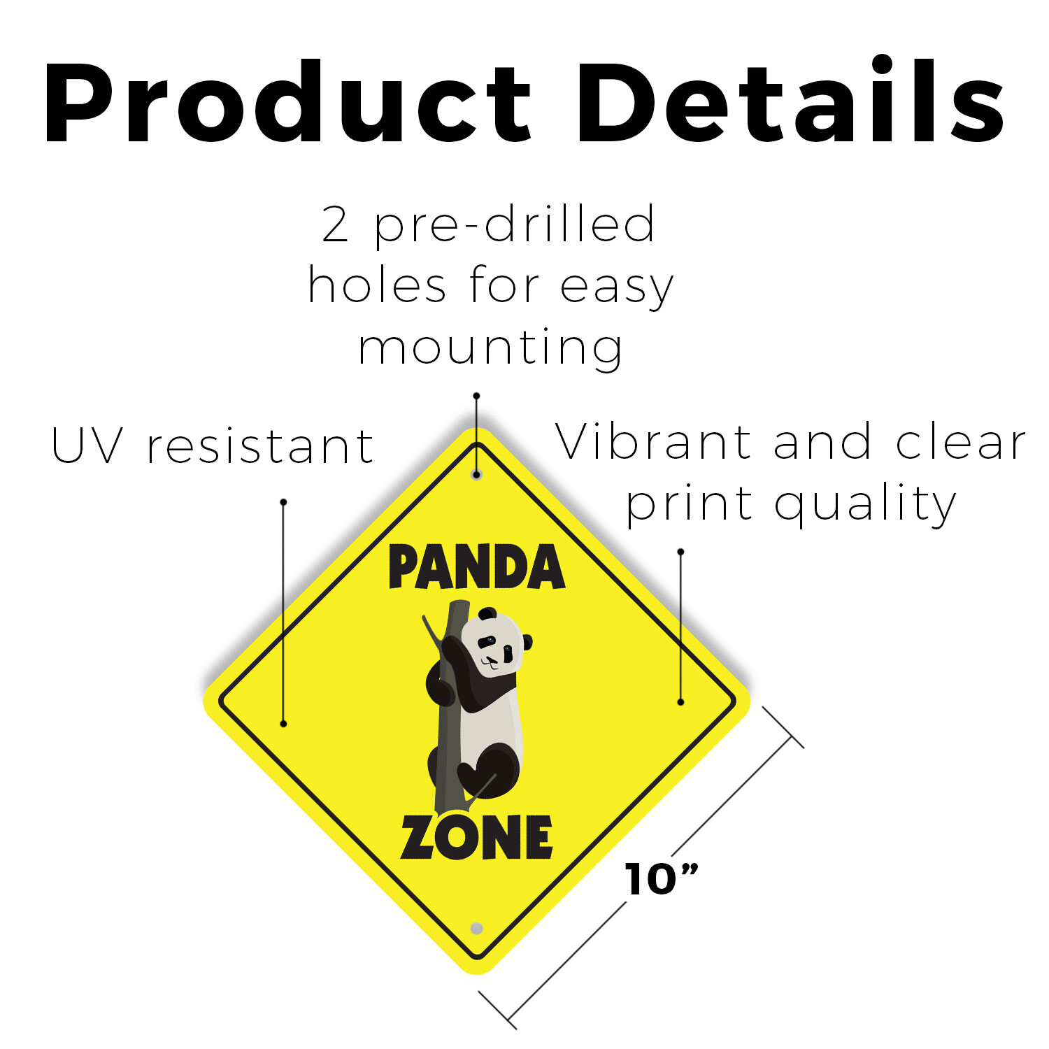 Panda (3 Pack) Plastic Street Sign Crossing Warning Vintage Rustic Beware