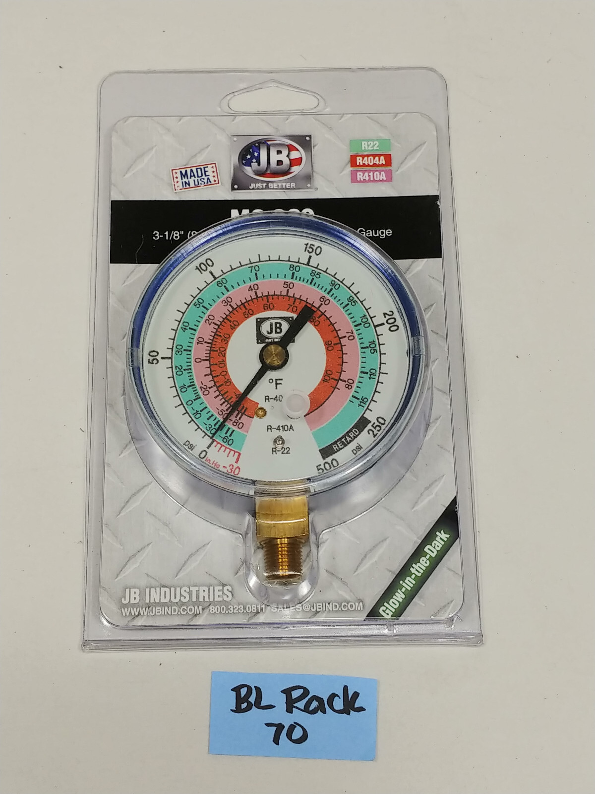 JB Industries M2-820 Glow In The Dark Manifold Gauges, 3-1/8″ New-Old Stock