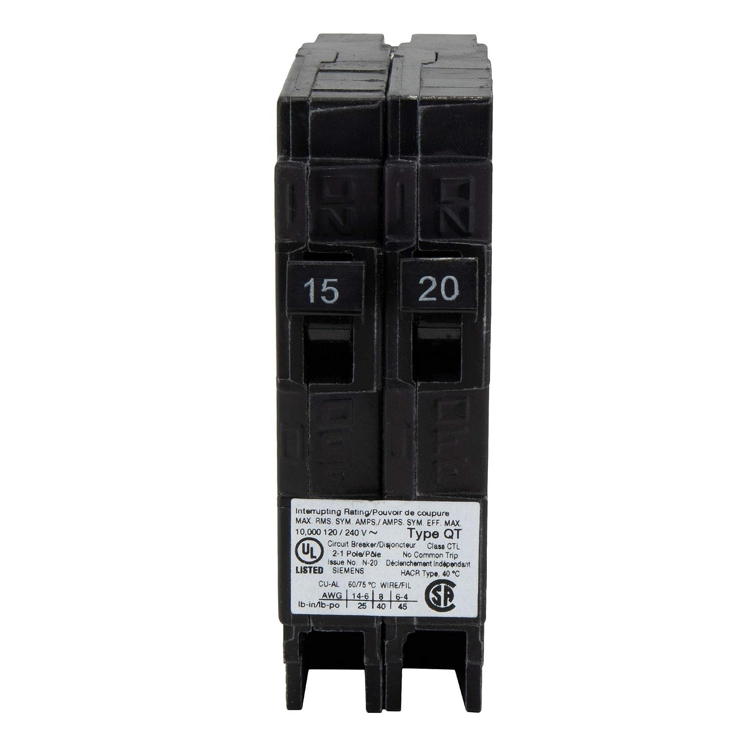 RV Circuit Breaker 15-20A | 1-Pack Plug-in Mount