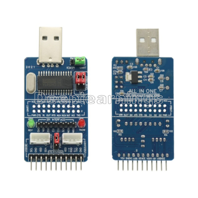 ALL IN 1 Multifunctional USB to SPI/I2C/IIC/UART/TTL/ISP serial Adapter