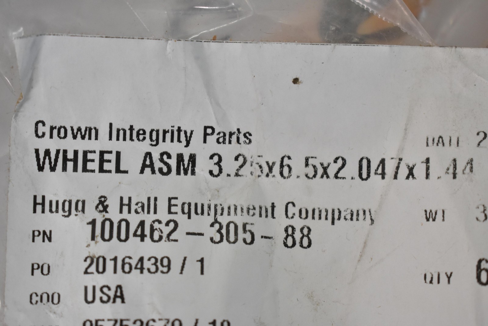 Lot of 4 Crown Integrity Parts Wheel ASM 3.25×6.5×2.047×1.44 100462-305-88