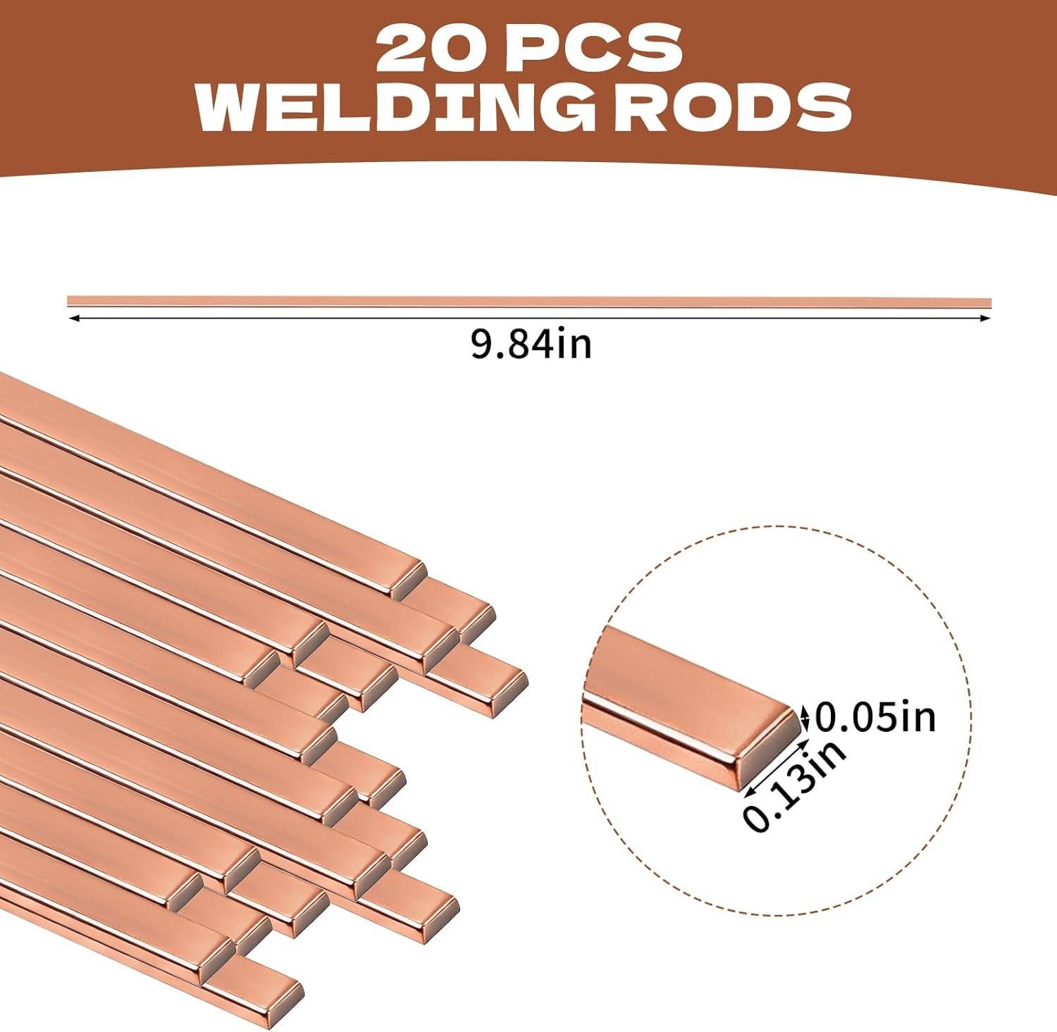 20 Sticks Brazing Rods BCuP-5 Phos Copper 15% Silver Solder HVAC Welding Rod AWS