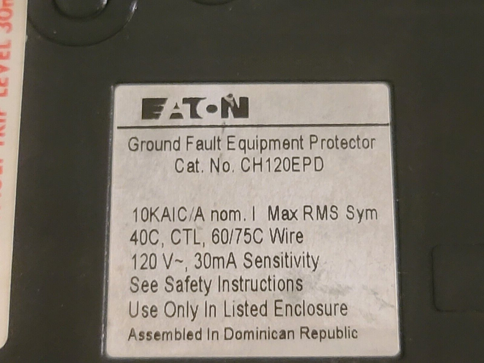 Eaton / Cutler Hammer CH120EPD Type CH Circuit Breaker 20 Amp 120/240 Volt AC