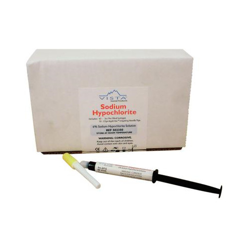 Vista Dental 502350 6% Sodium Hypochlorite Syringes 3cc 27 Gauge 10/Pk