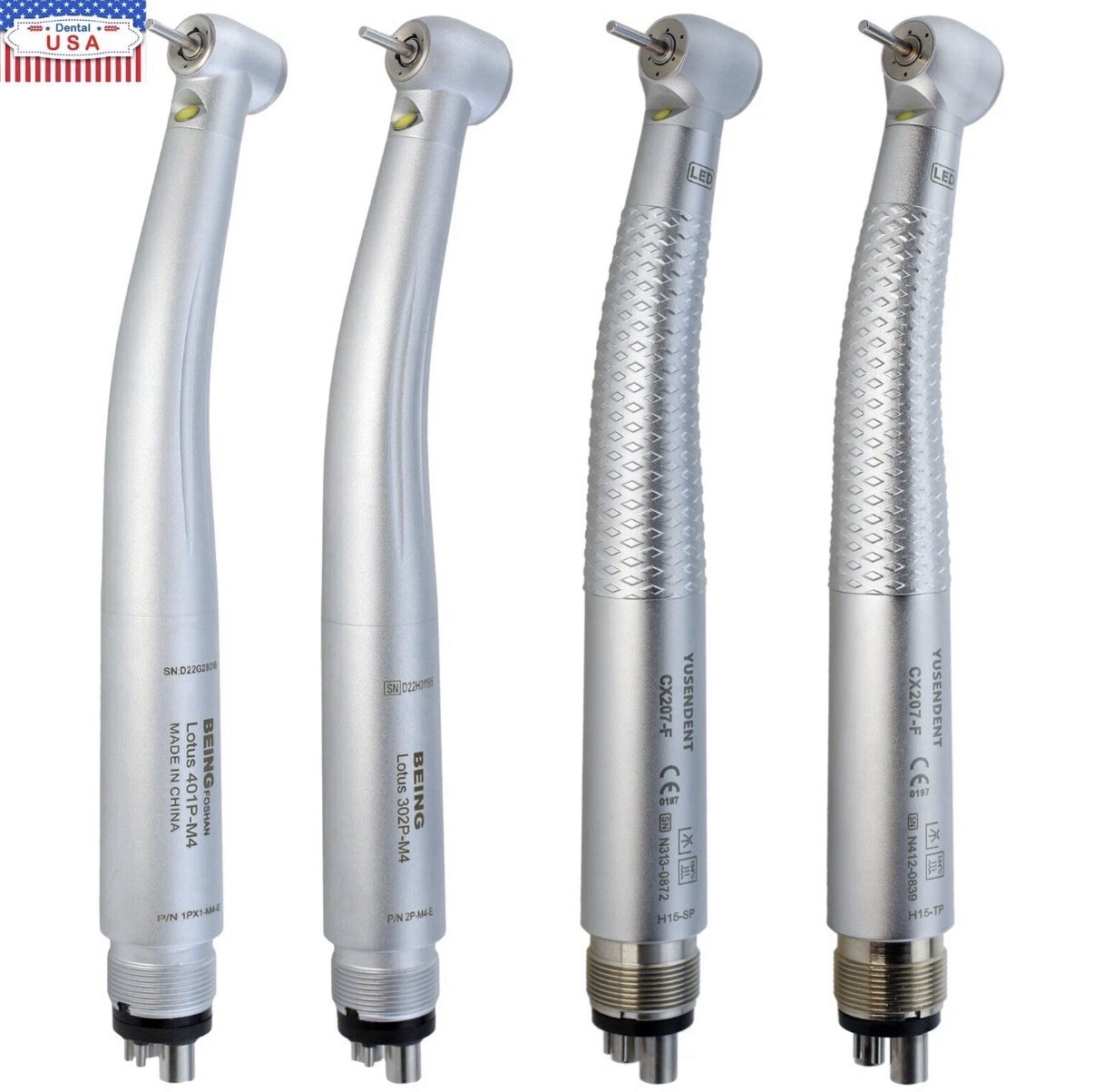 10 pack-Dental LED Handpiece High Speed E-generator Self Power Turbine 4 Hole