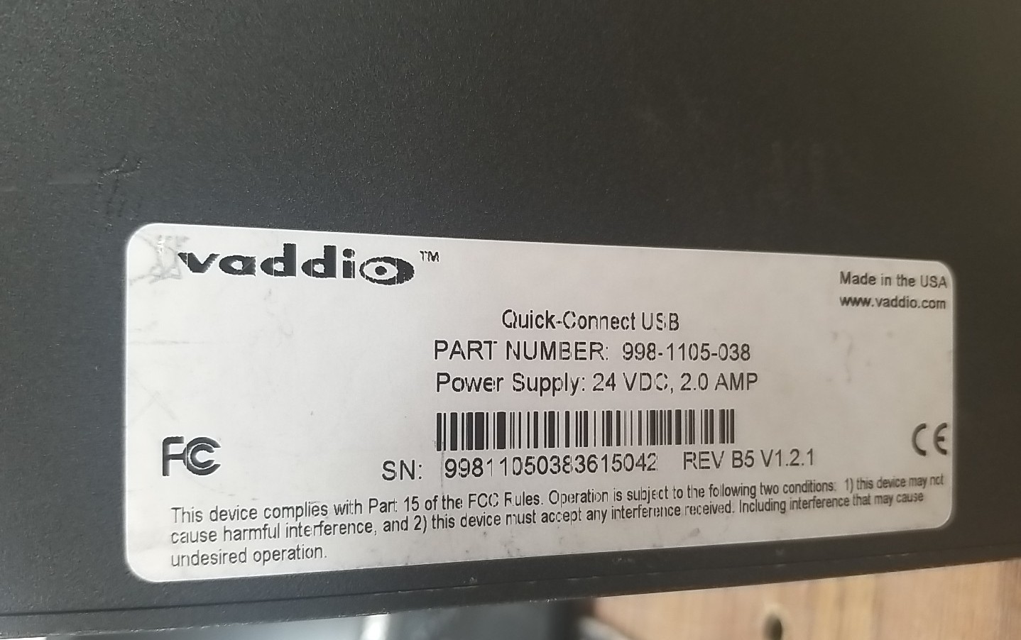 Vaddio 998-1105-038 Quick Connect USB Interface Camera Control. *READ⬇️*