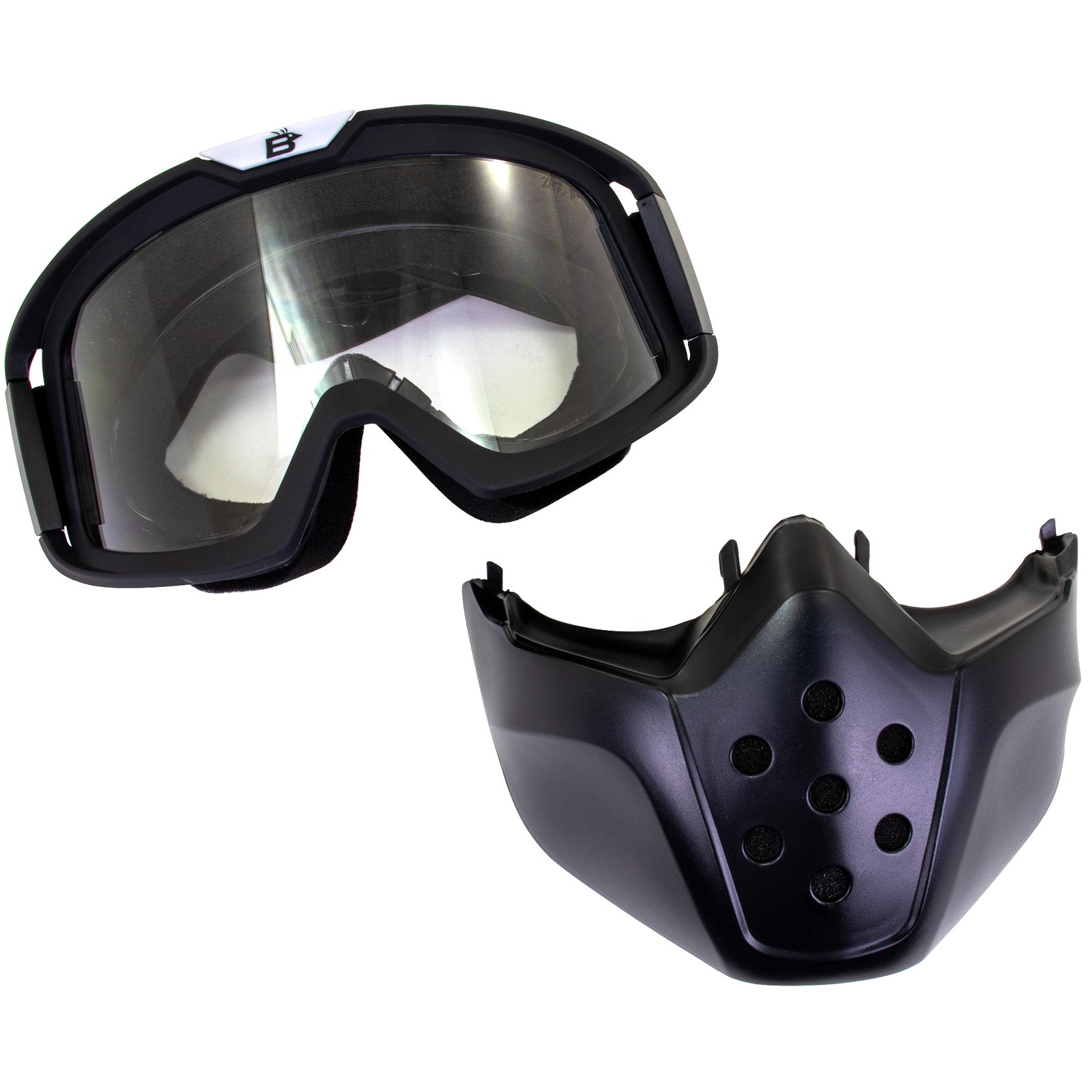2 Pairs Birdz Pelican Mask Safety Goggles OTG Black TPU Frame w/Clear Smoke Lens