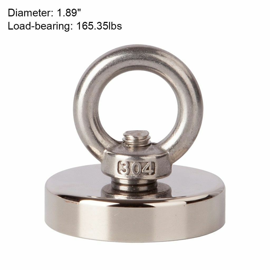 400LBS Neodymium Fishing Magnet Pulling Force Super Strong Round Rare Earth Hook