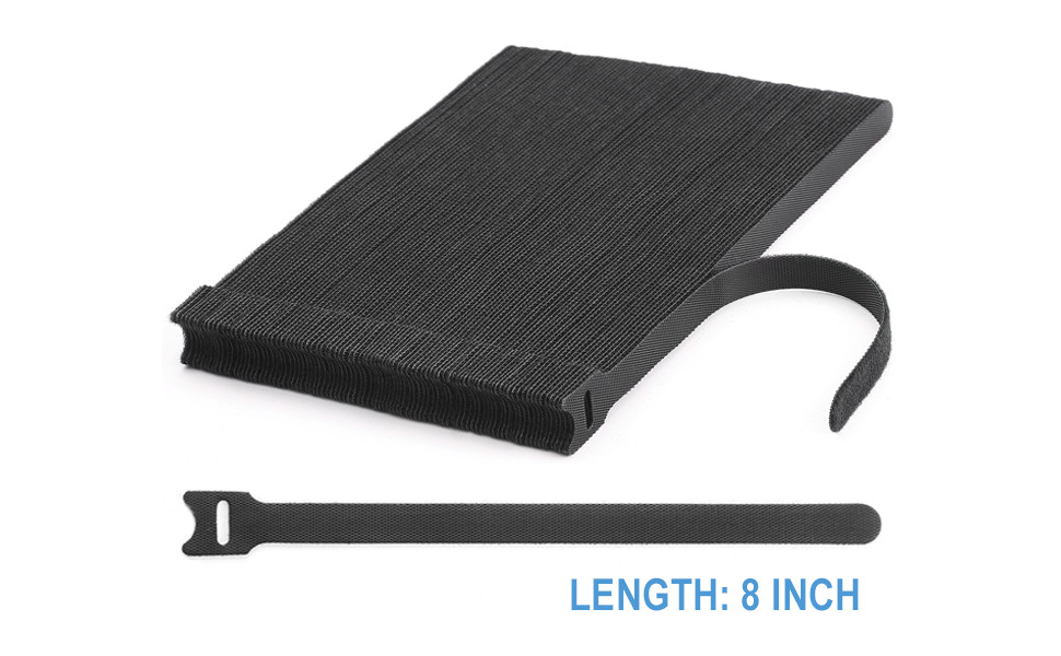 8 Inches Reusable Cable Ties | Adjustable Cord Wraps, Cable Straps | Hook & Loop