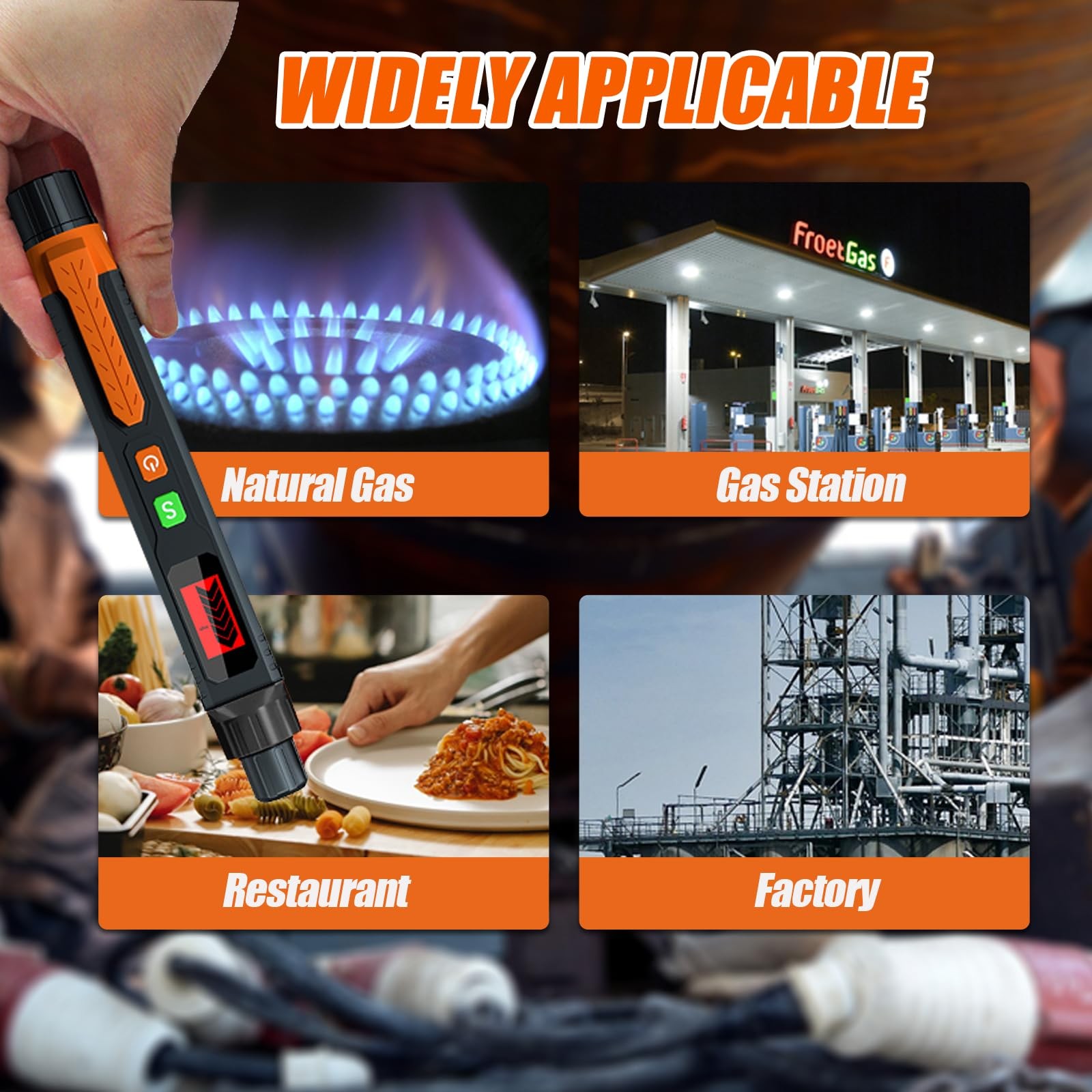 Natural Gas Leak Detector with Audible & Visual Alarm