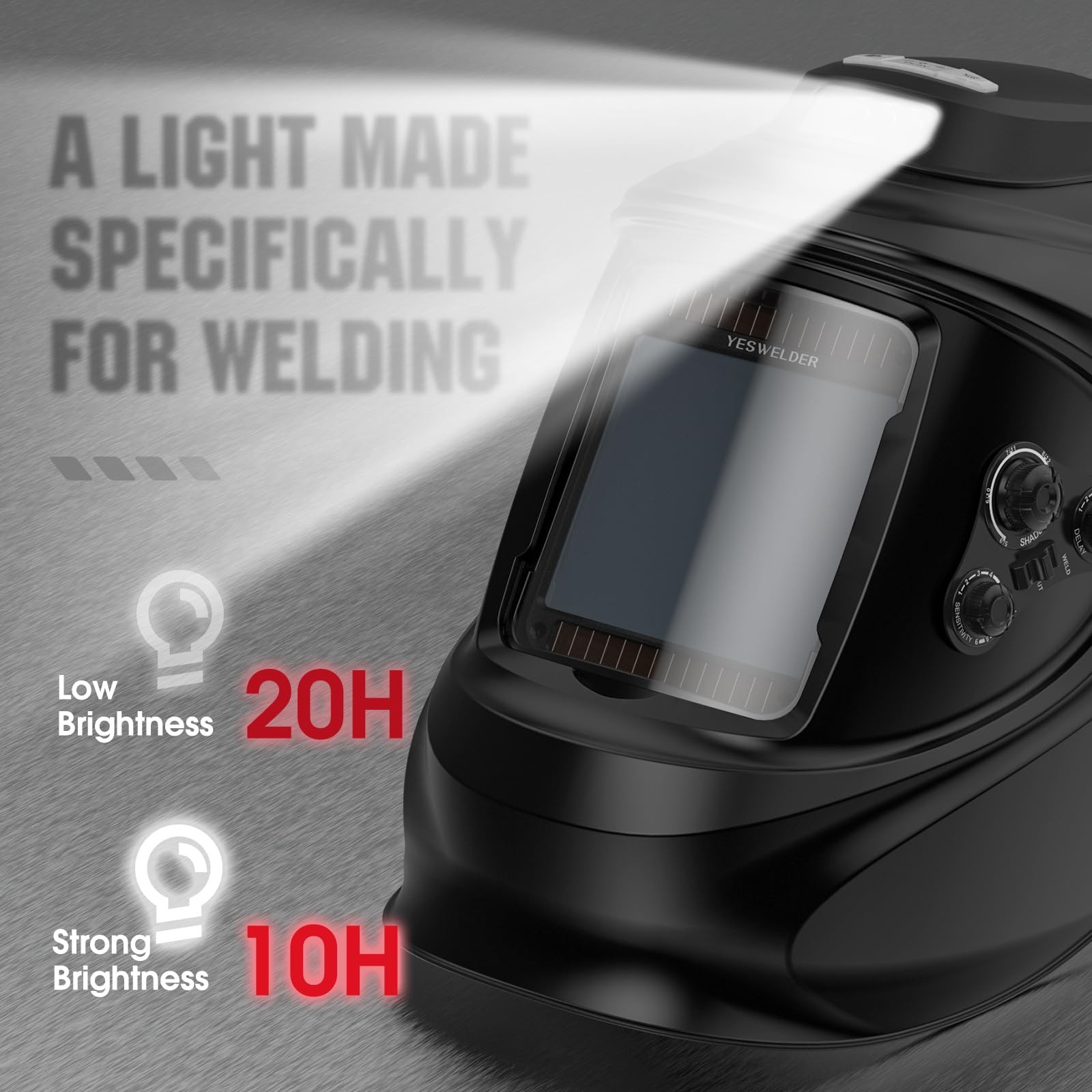 Auto Darkening Welding Helmet with Rechargeable Fan and Light, 3.93″X3.66″Lar…