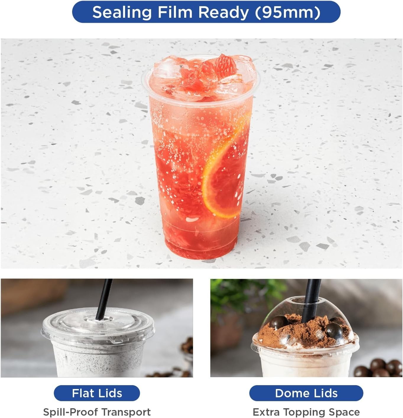 Karat 16oz PP Plastic U-Rim Cold Cups (95mm) – 2,000 ct, C1011 (Karat)