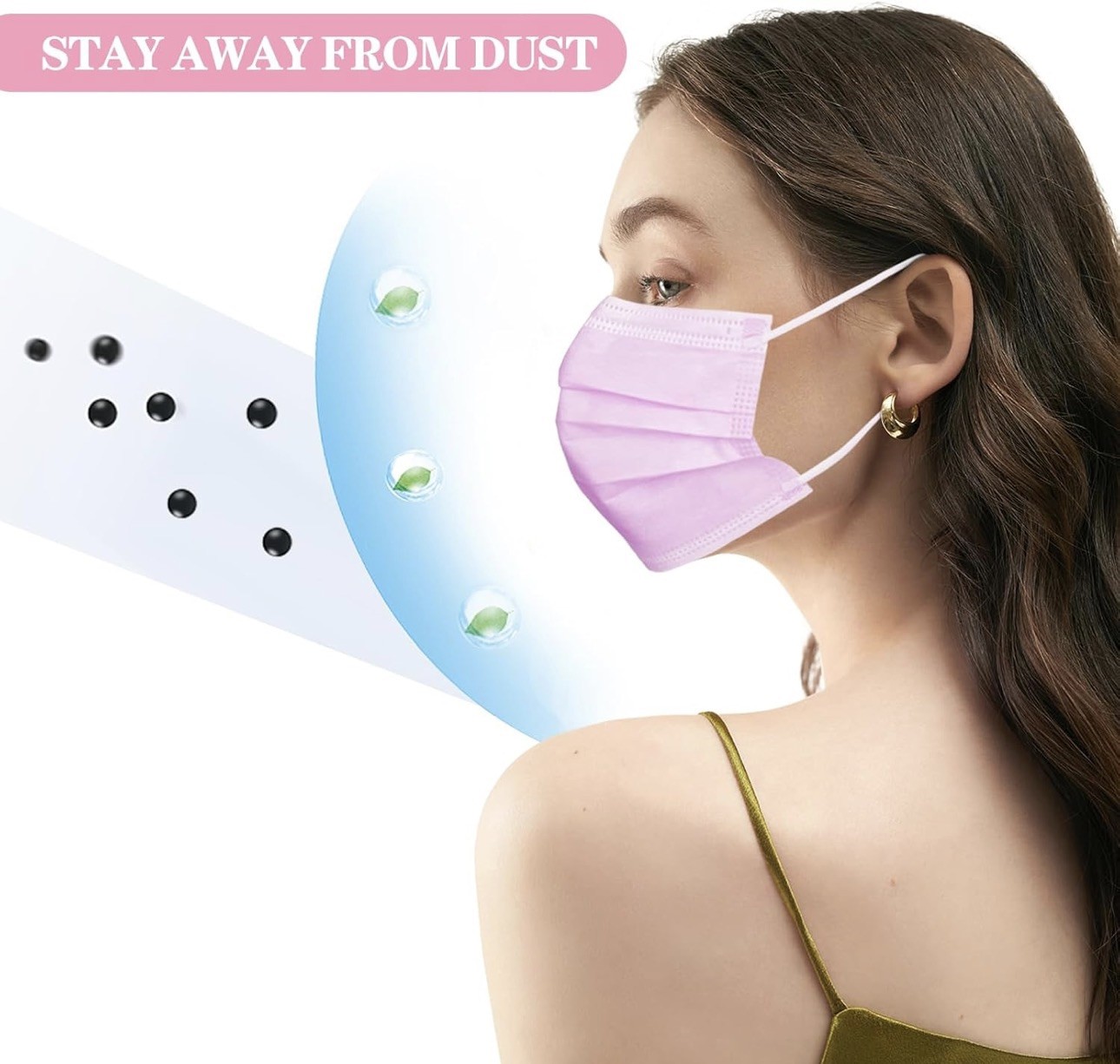 PINK 100 PCS Disposable Face Mask Non Medical Surgical 3 Ply Ear loop Masks USA