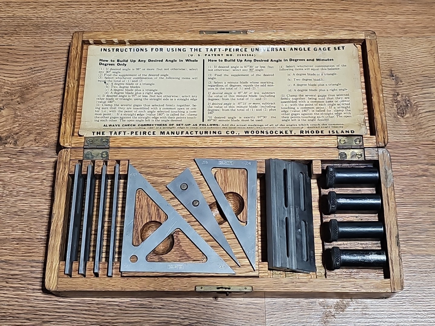 Taft Peirce Universal Angle Gage Set Vintage set complete 1938 Quick Shipping